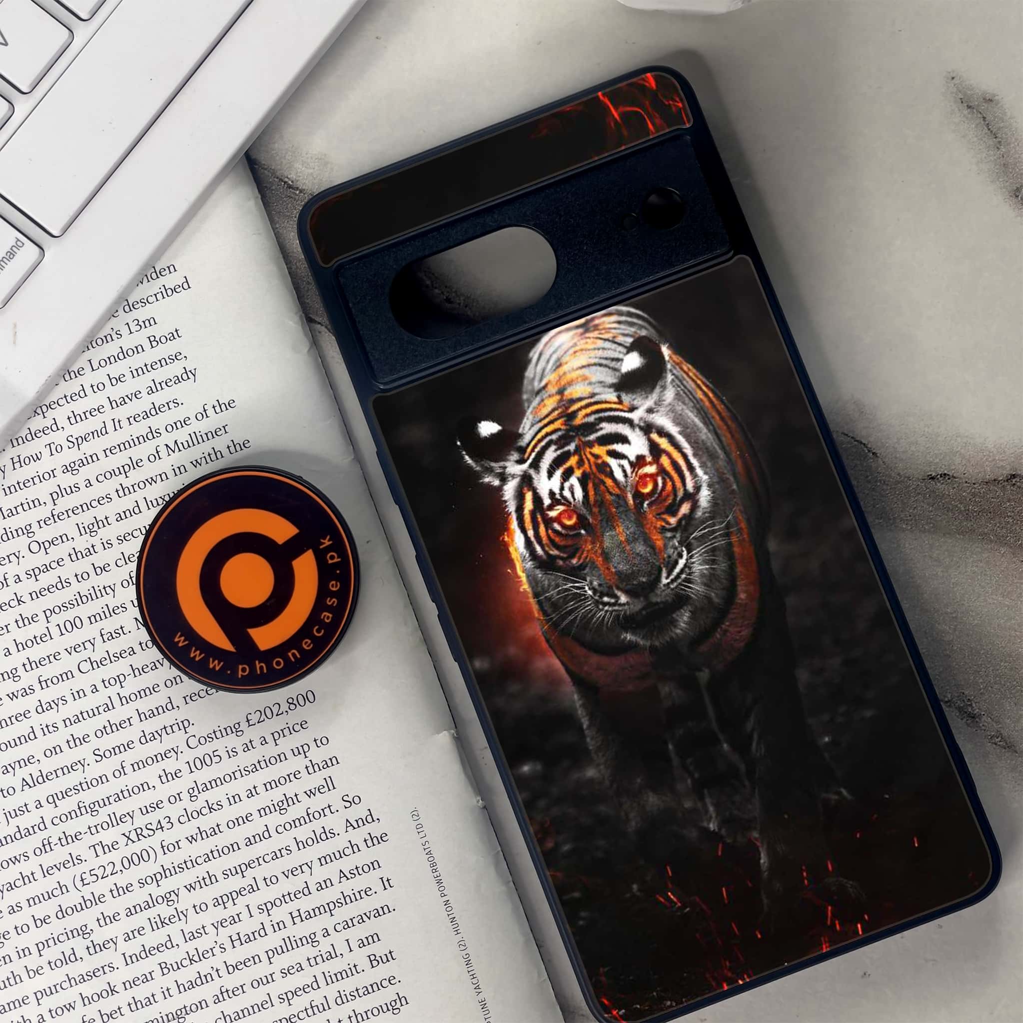 Google Pixel 7 - Tiger Series - Premium Metal Printed soft Bumper Shock Proof Case