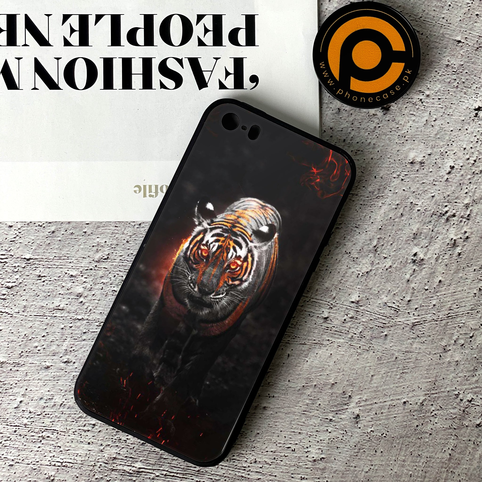 iPhone 5/5c/5s - Tiger Series - Premium Printed Glass soft Bumper shock Proof Case