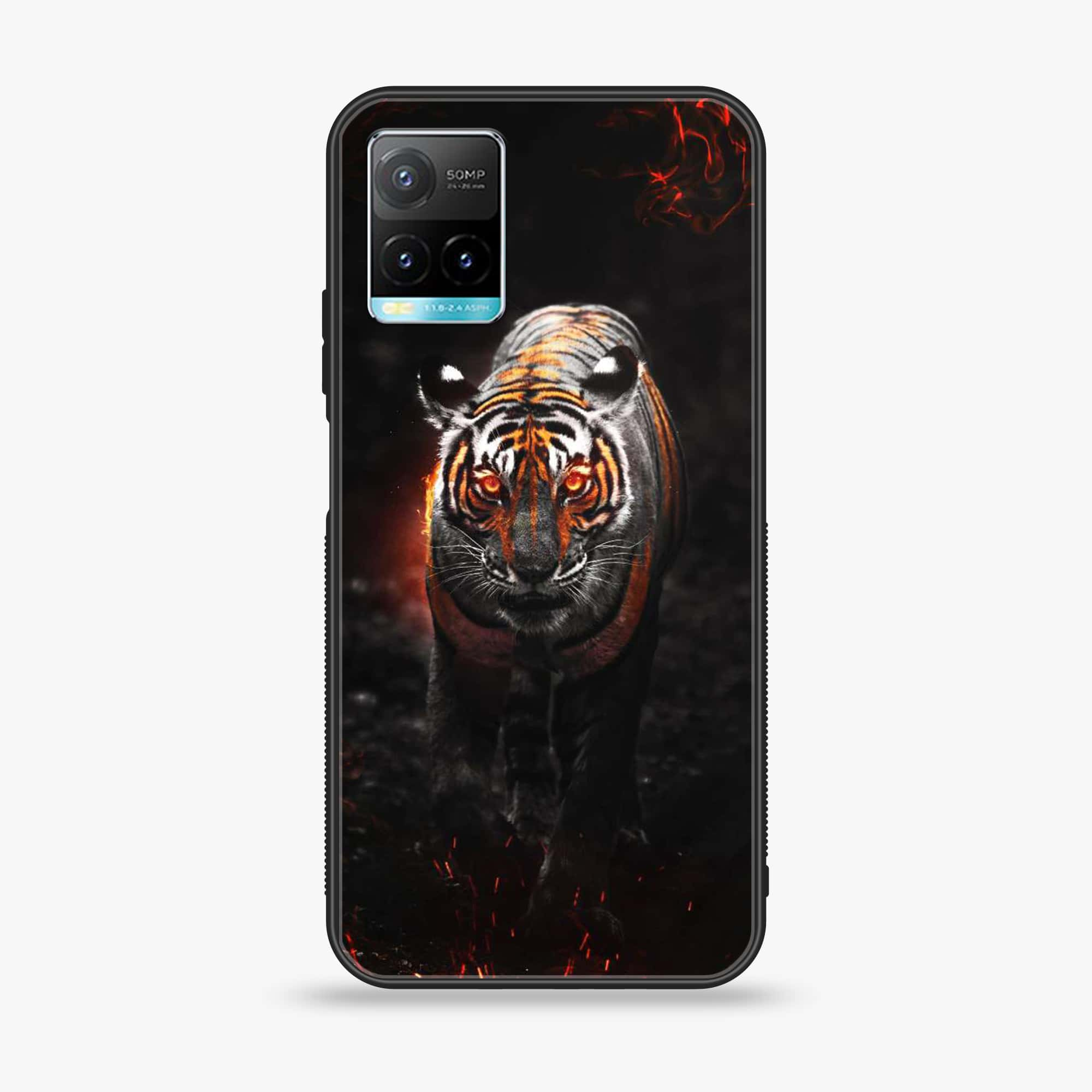 Vivo Y33T - Tiger Series - Premium Printed Glass soft Bumper shock Proof Case