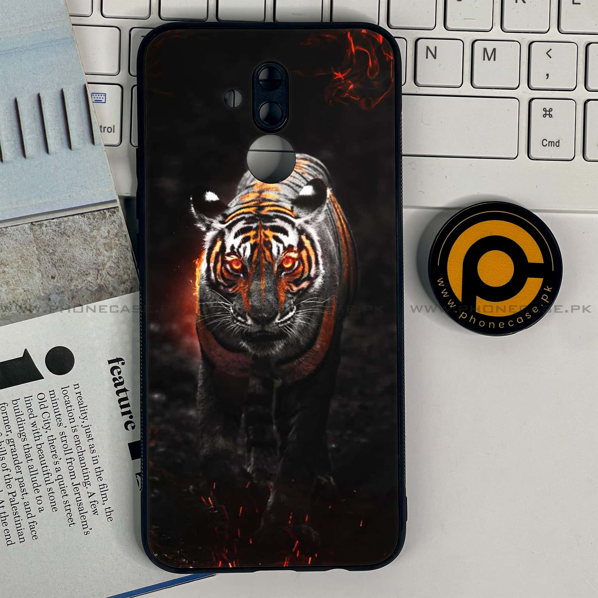 Huawei Mate 20 Lite - Tiger Series - Premium Printed Glass soft Bumper shock Proof Case