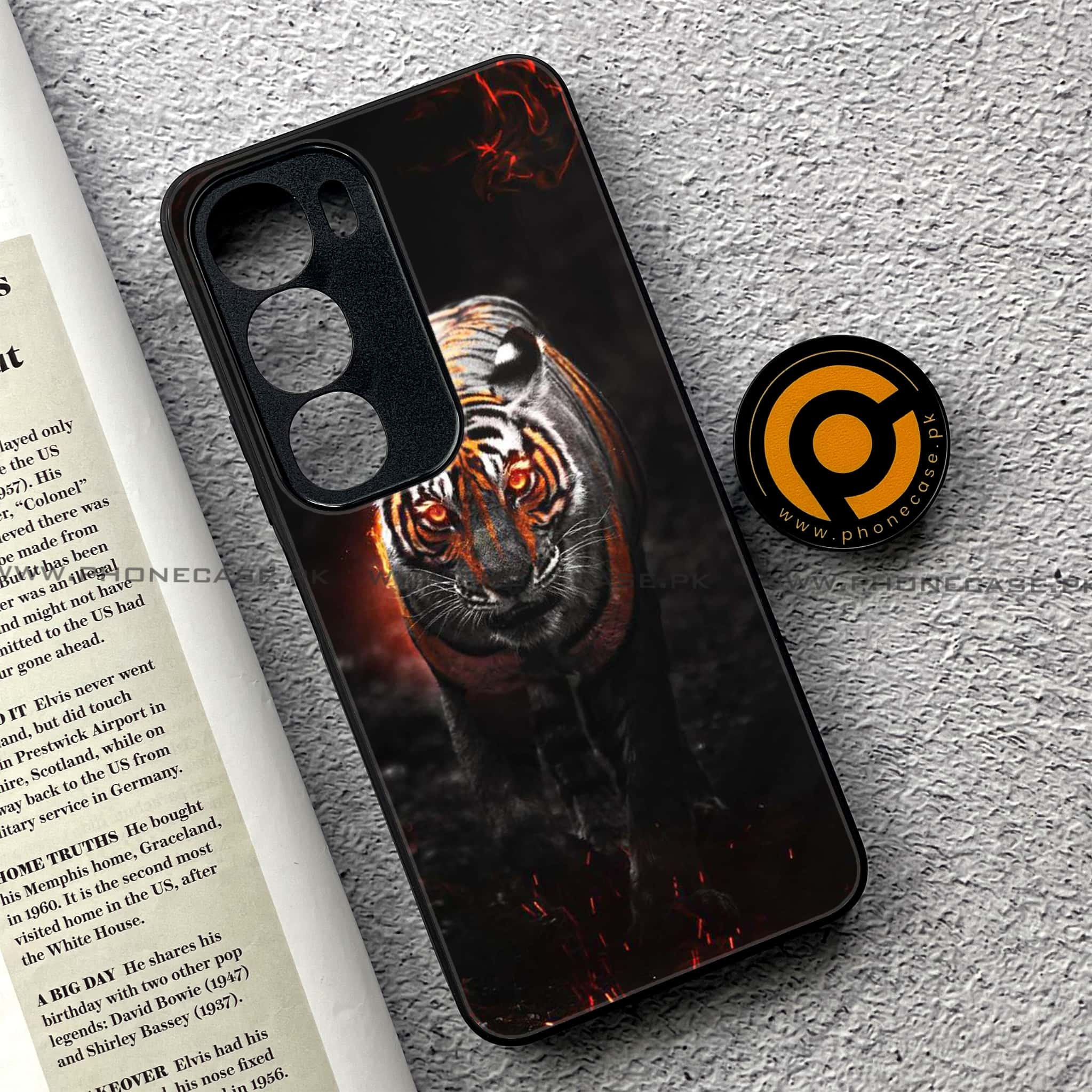 Vivo Y19s - Tiger Series - Premium Printed Glass soft Bumper shock Proof Case