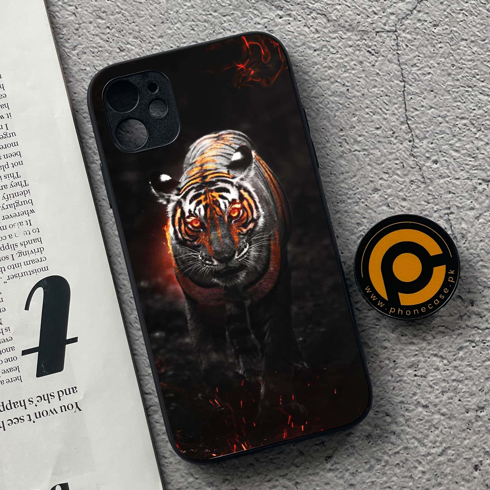 iPhone 11  Tiger Art Series  Premium Printed Glass soft Bumper shock Proof Case