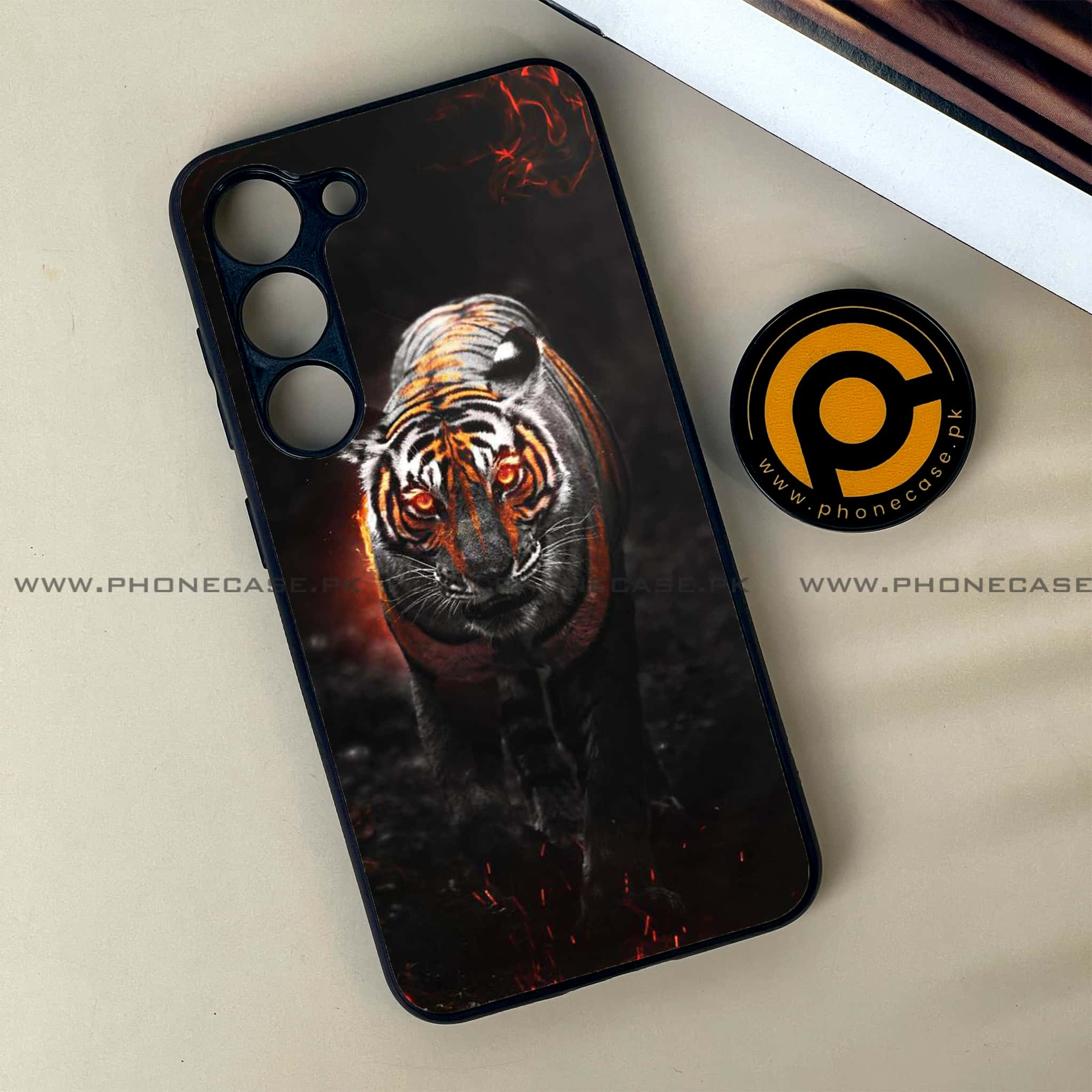 Samsung Galaxy S23 - Tiger Series - Premium Printed Glass soft Bumper shock Proof Case