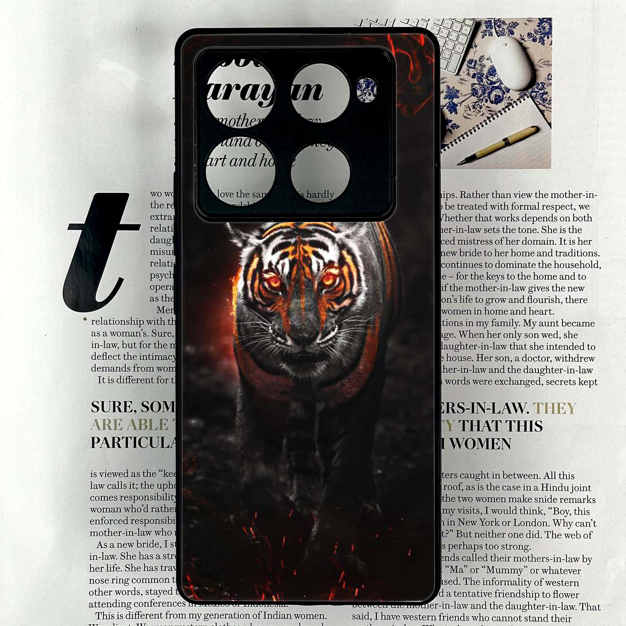 Infinix Note 40 Pro Plus - Tiger Series - Premium Metal Printed soft Bumper shock Proof Case