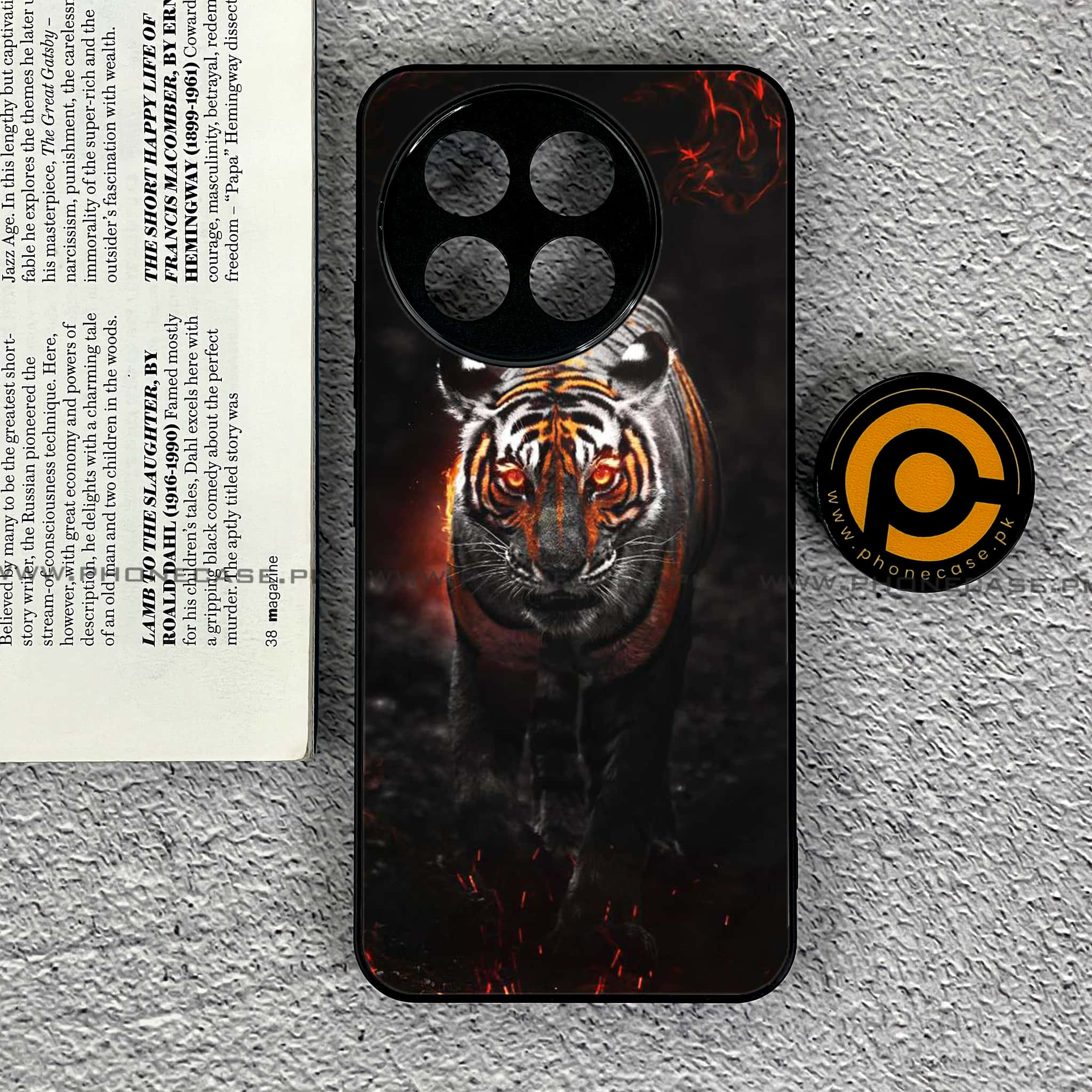 Tecno Spark 30 Pro - Tiger Series - Premium Printed Glass soft Bumper shock Proof Case