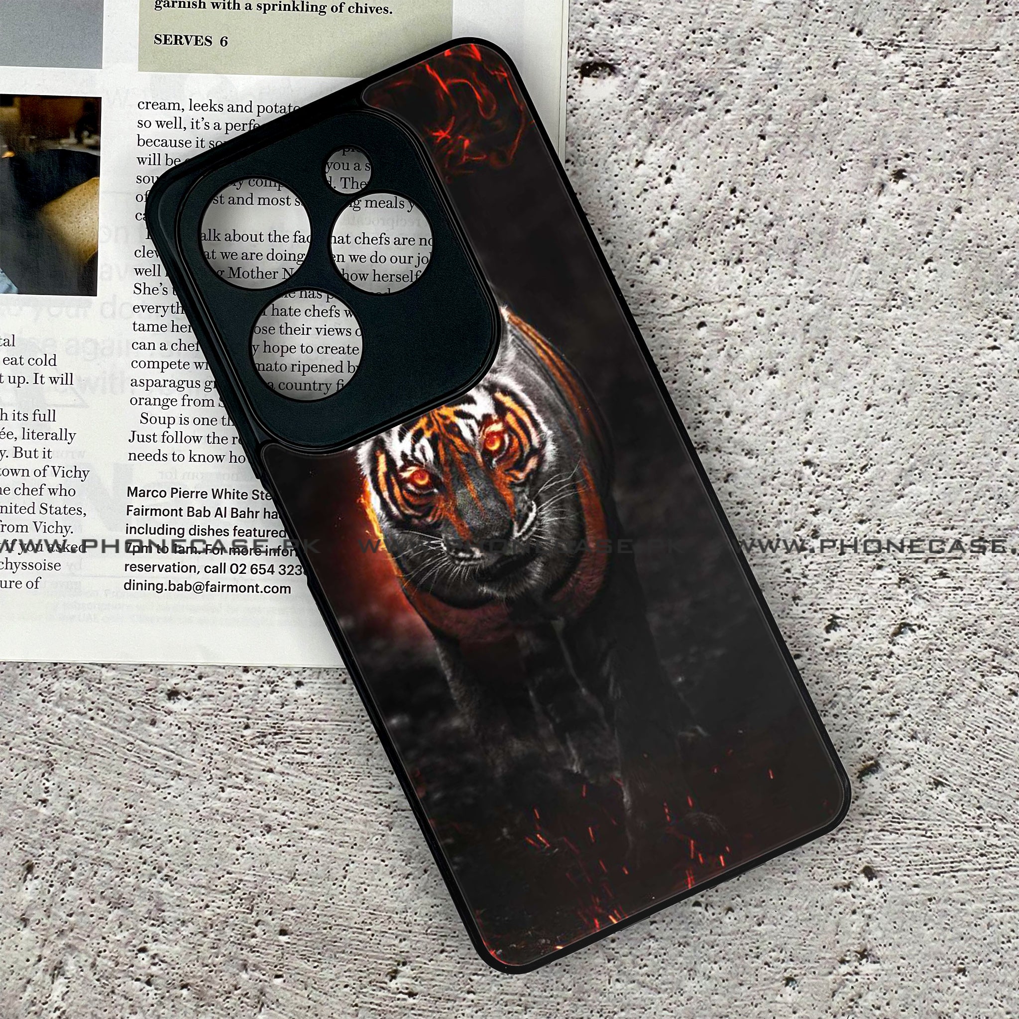 Infinix Hot 40 - Tiger Series - Premium Printed Glass soft Bumper shock Proof Case