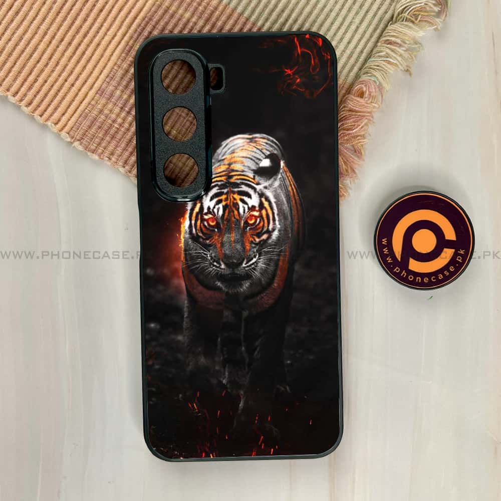 Infinix Hot 60i - Tiger Series - Premium Metal Printed soft Bumper shock Proof Case