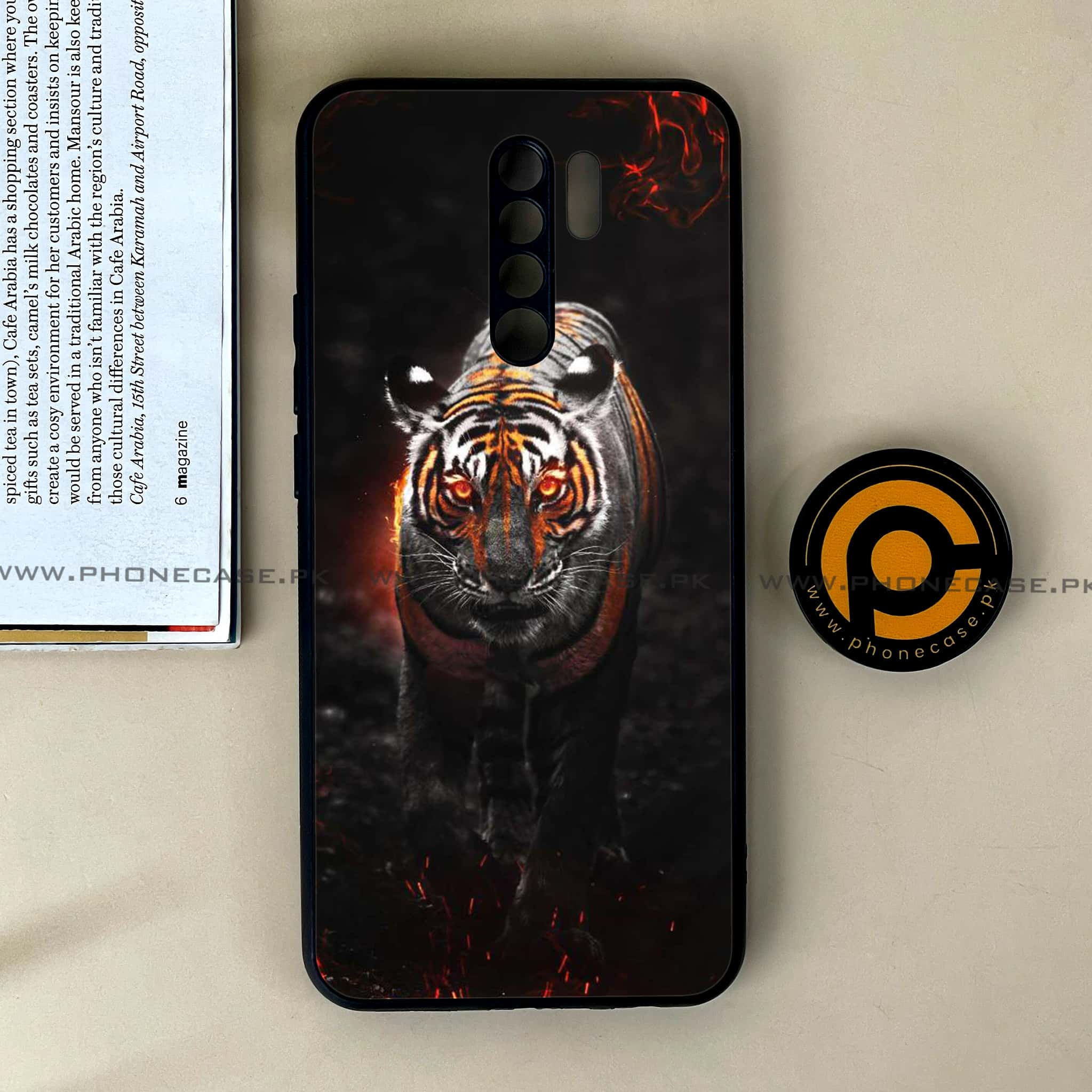 Xiaomi Redmi 9 - Tiger Series - Premium Printed Glass soft Bumper shock Proof Case