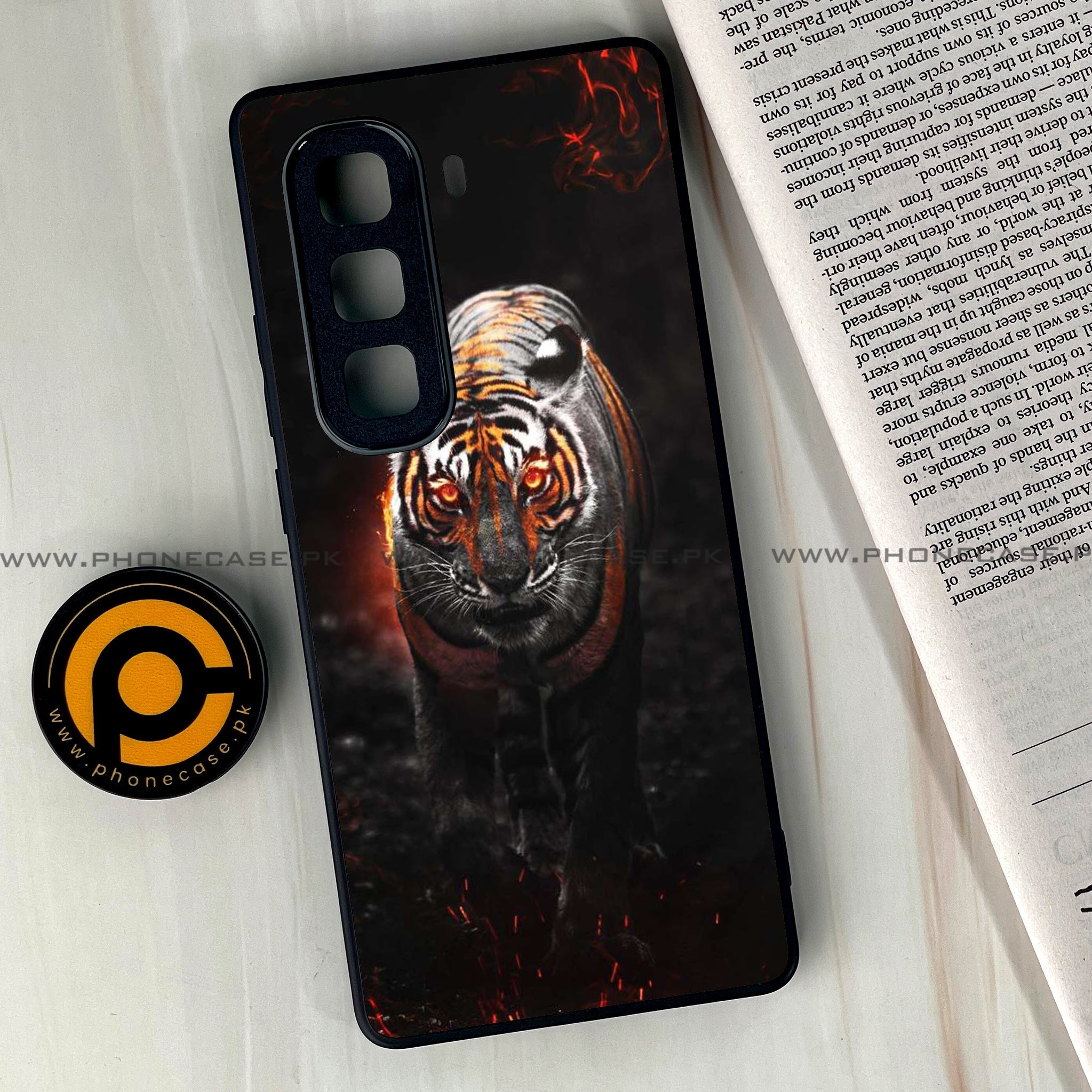 Infinix Hot 60  - Tiger Series - Premium Metal Printed soft Bumper shock Proof Case