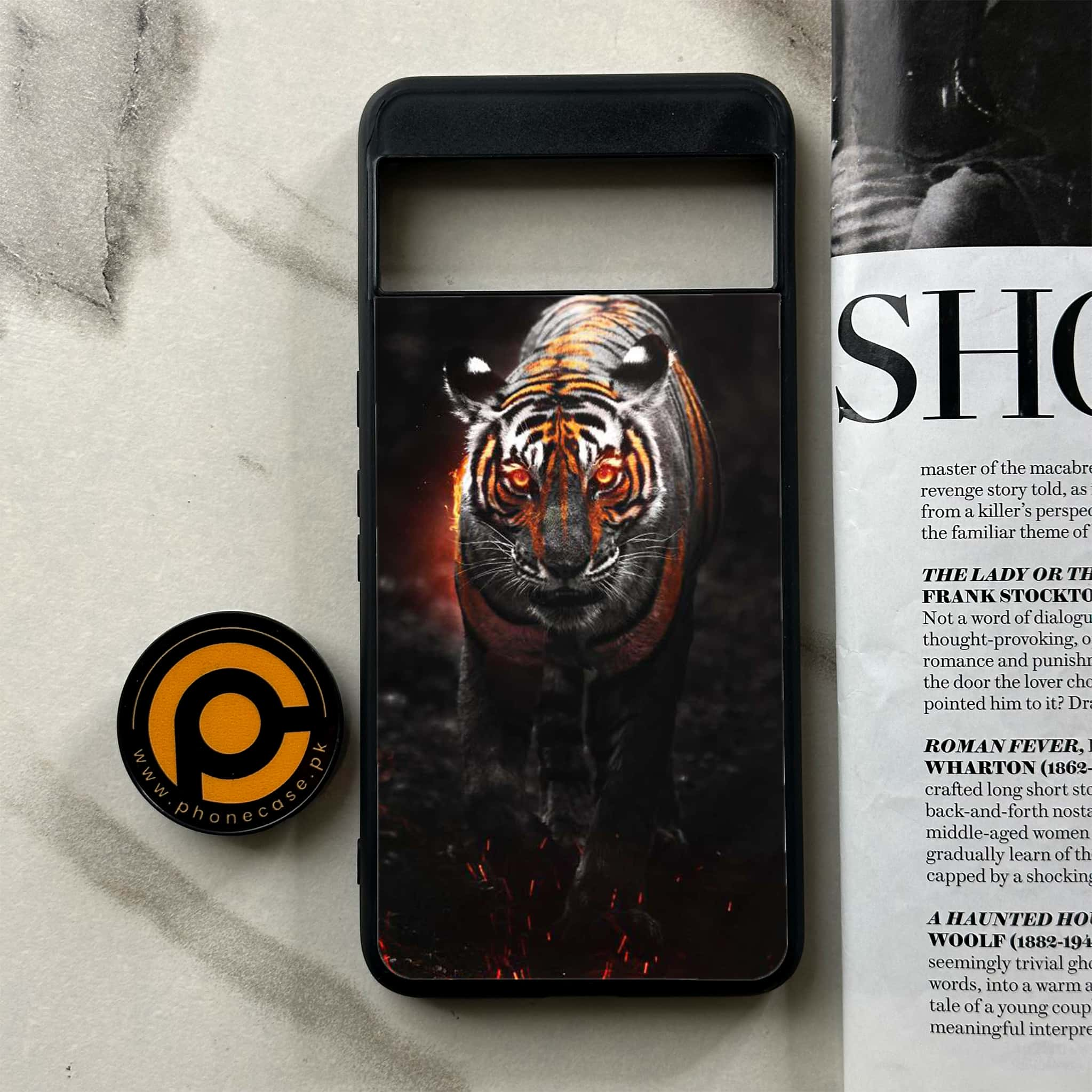 Google Pixel 8 Pro - Tiger Series - Premium Printed Glass soft Bumper shock Proof Case