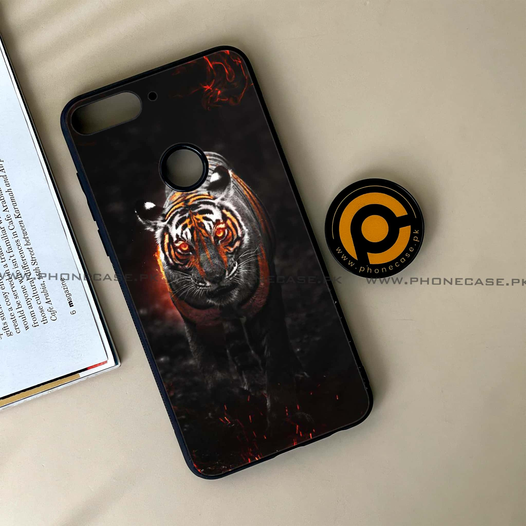 Huawei Y7 Prime (2018) - Tiger Series - Premium Printed Glass soft Bumper shock Proof Case