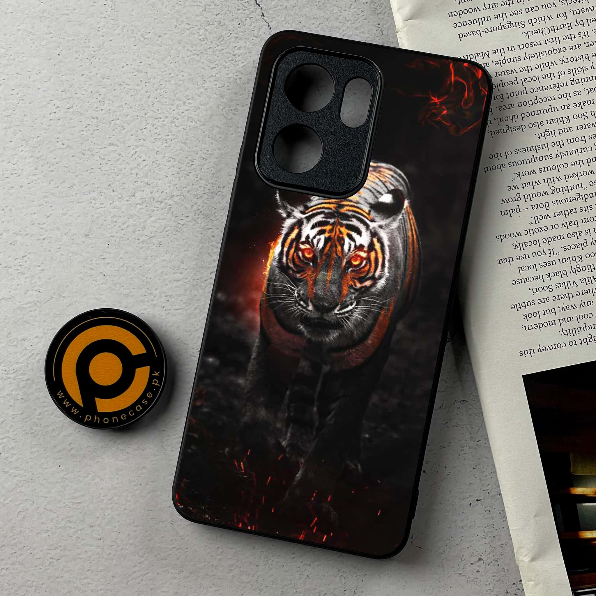 Oppo Reno 13F - Tiger Series - Premium Metal Printed Soft Bumper Shockproof Case