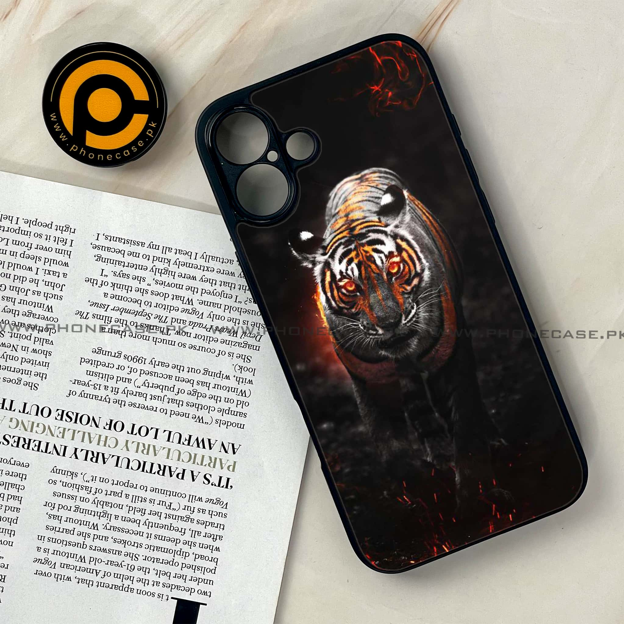 iPhone 16 Plus - Tiger Series - Premium Printed Glass soft Bumper shock Proof Case