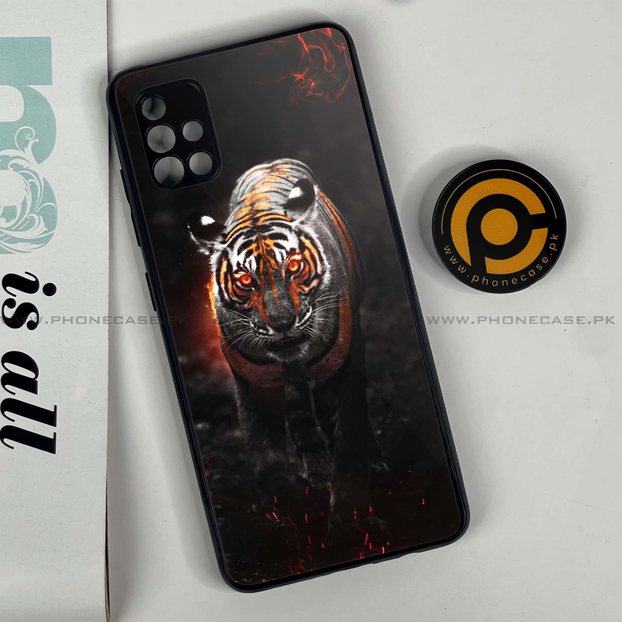 Samsung Galaxy A51 Tiger Art Series Premium Printed Glass soft Bumper shock Proof Case