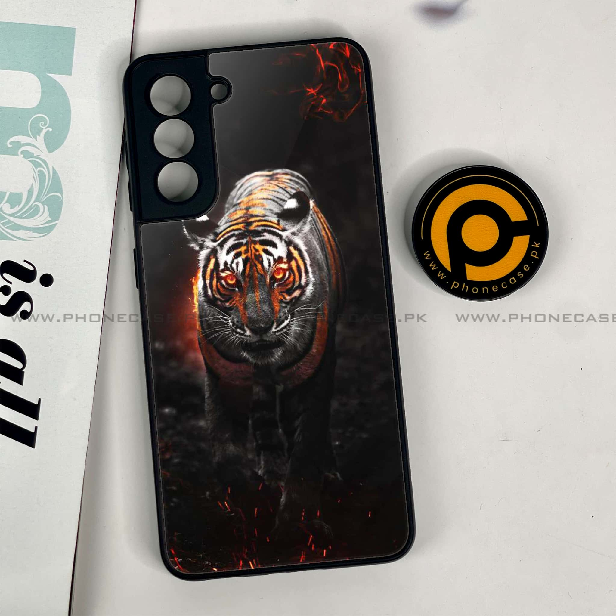 Samsung Galaxy S21 - Tiger Series - Premium Printed Glass soft Bumper shock Proof Case