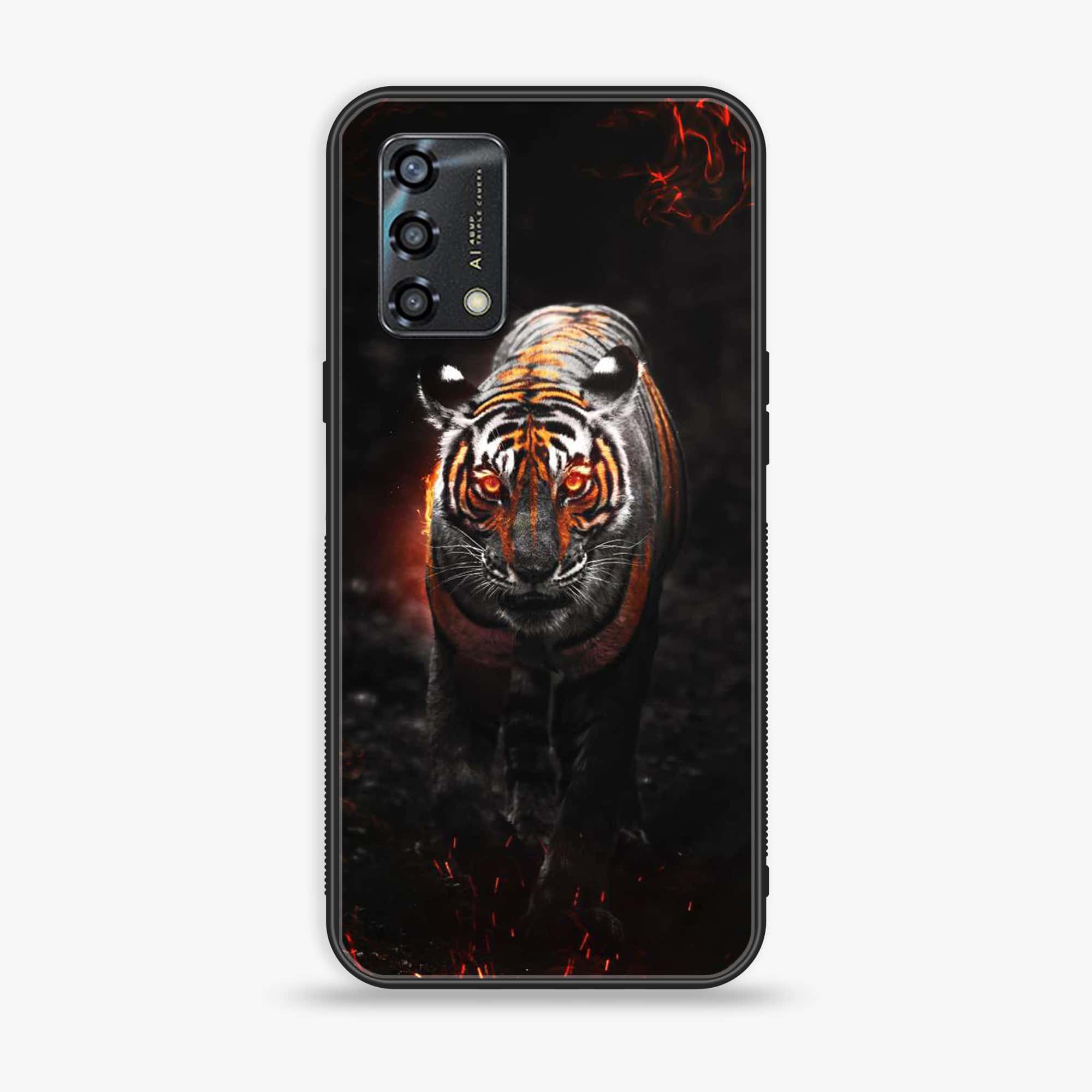 Oppo A95 - Tiger Art Series - Premium Printed Glass soft Bumper shock Proof Case