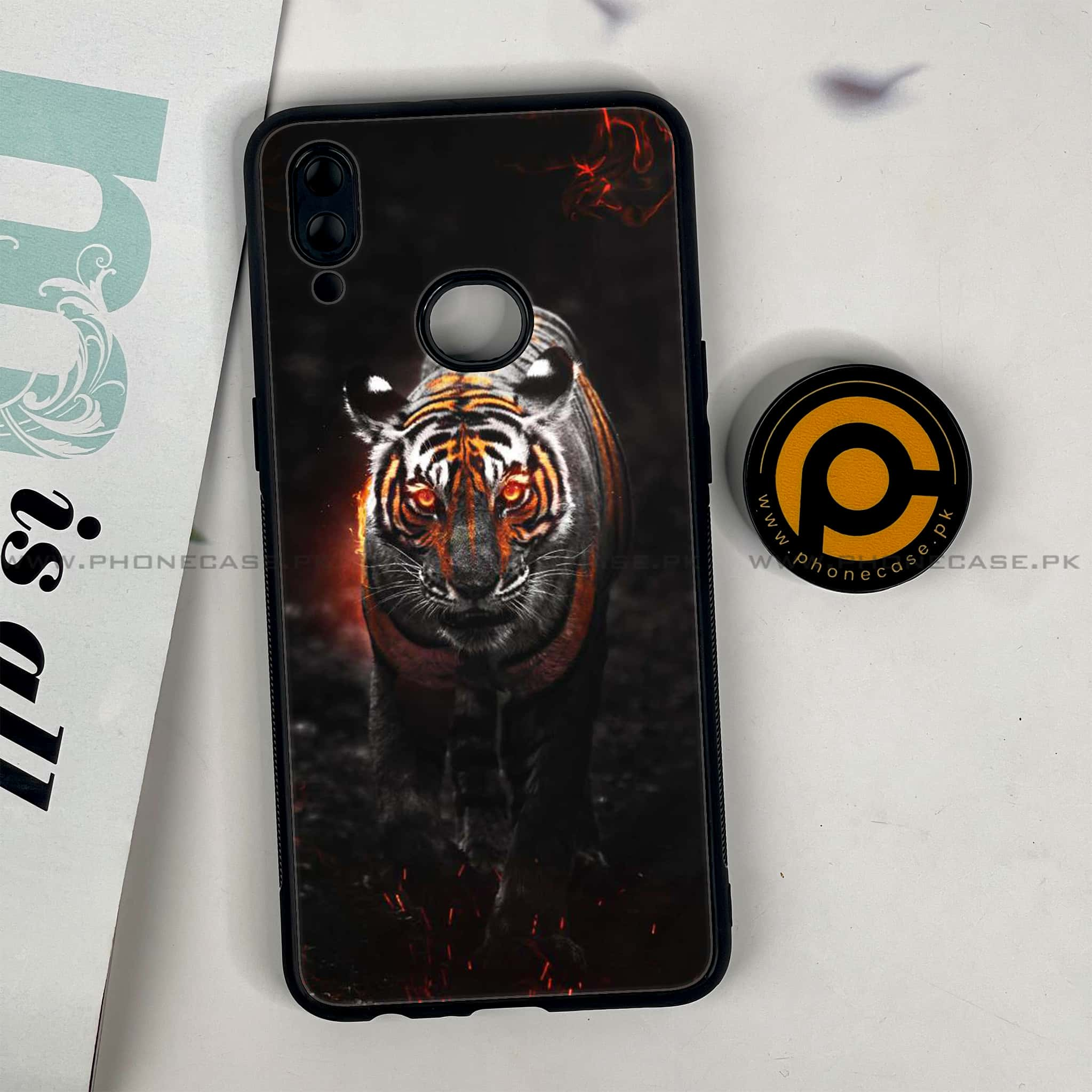 Galaxy A10s - Tiger Series - Premium Printed Glass soft Bumper shock Proof Case