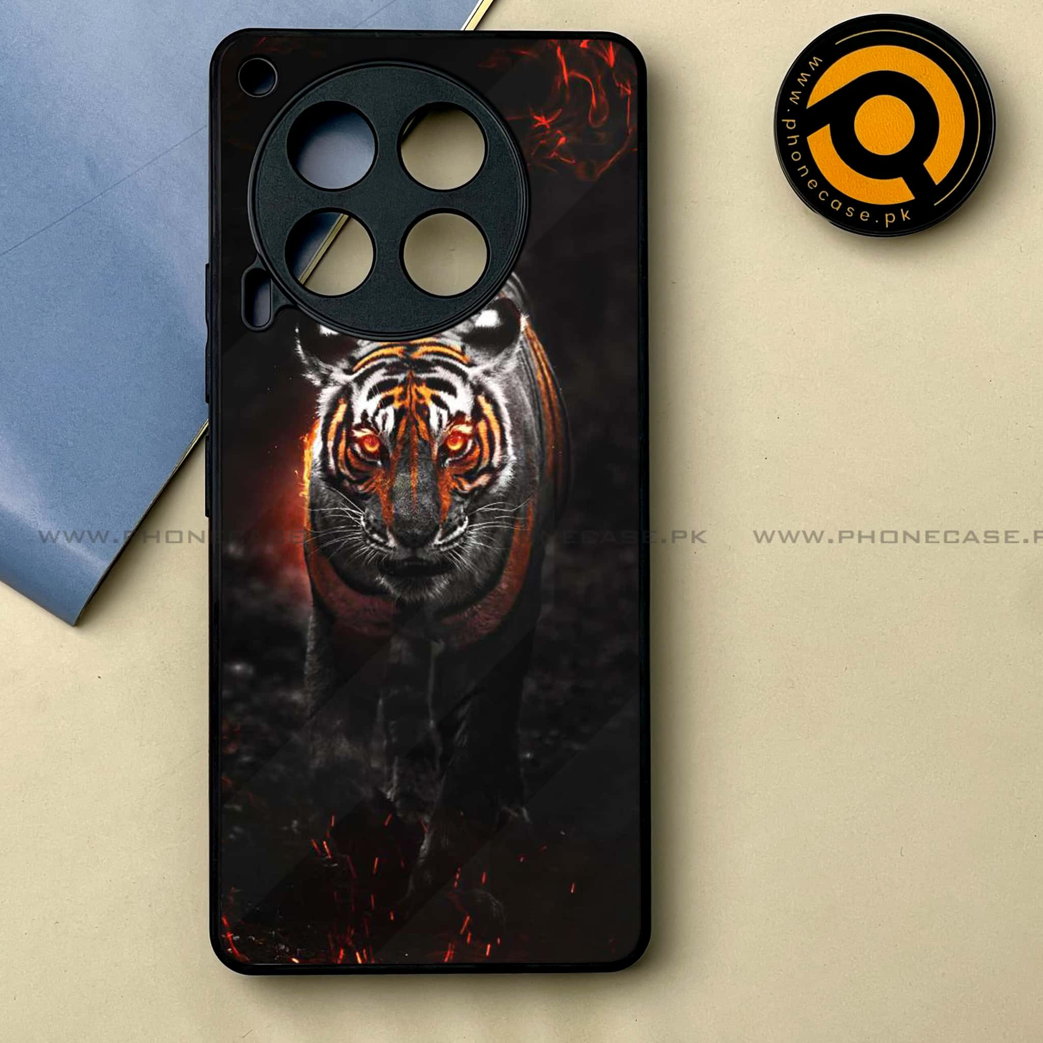 Tecno Camon 30 - Tiger Series -  Premium Printed Metal soft Bumper shock Proof Case