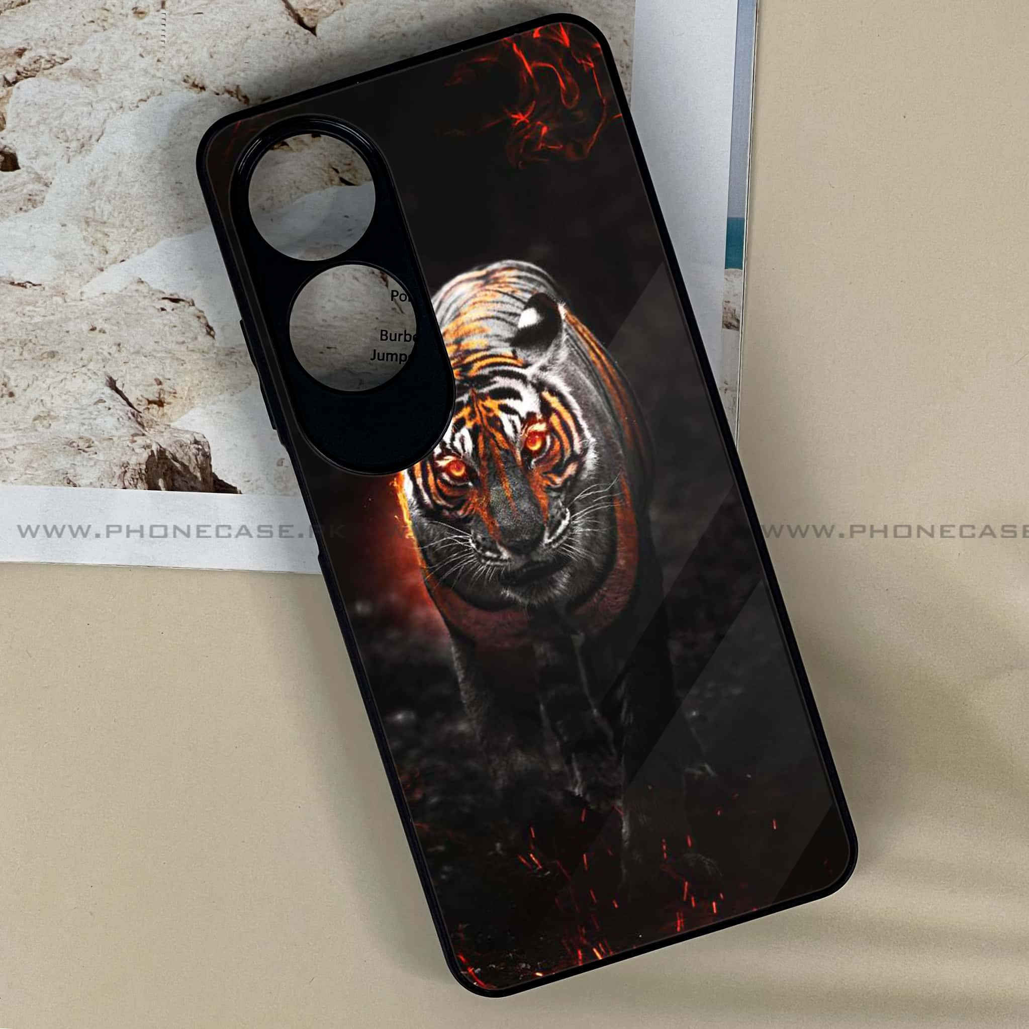 Oppo A60 - Tiger Series - Premium Printed Metal soft Bumper shock Proof Case