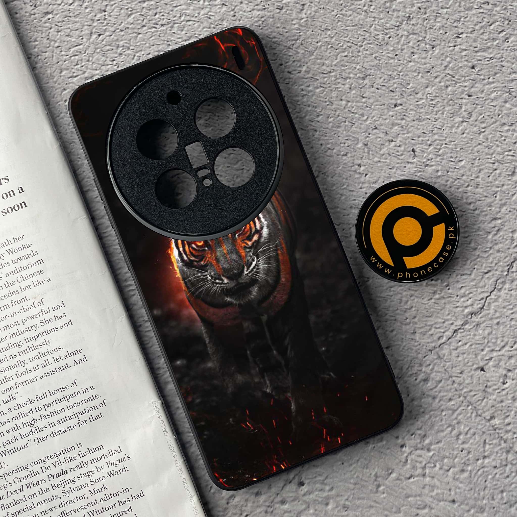 Vivo X200 Pro - Tiger Series - Premium Metal  Printed soft Bumper shock Proof Case