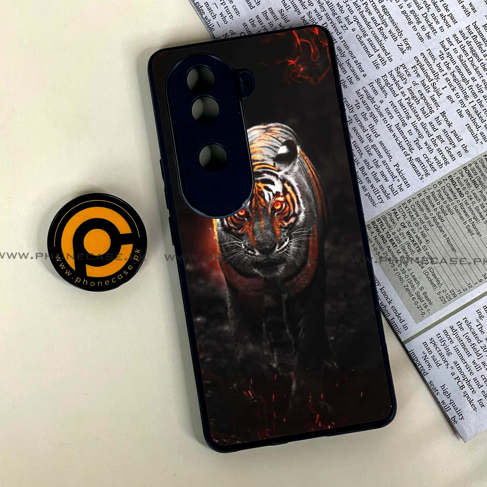 Vivo V40e - Tiger Series - Premium Printed Glass soft Bumper shock Proof Case