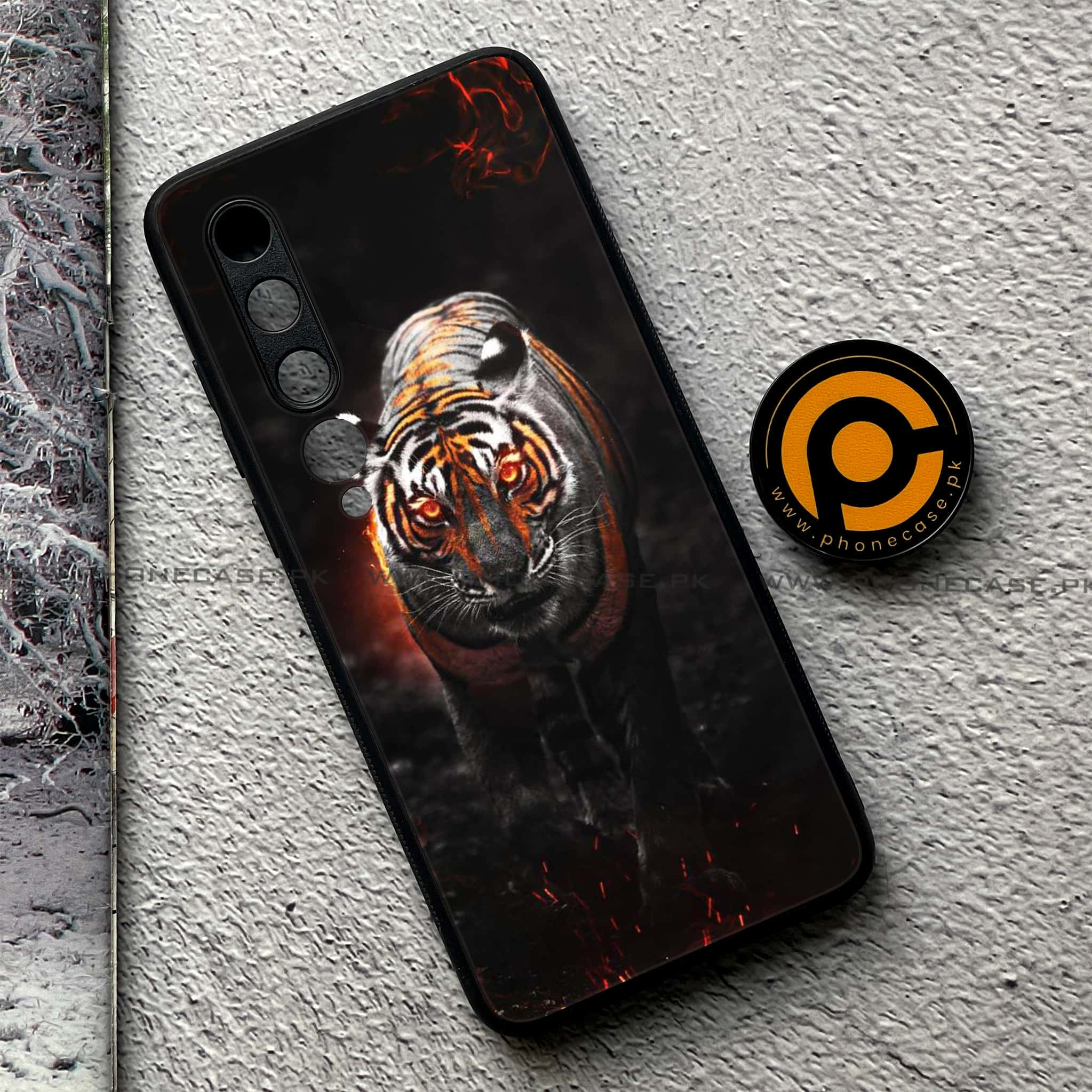 Xiaomi Mi 10 - Tiger Series - Premium Printed Glass soft Bumper shock Proof Case