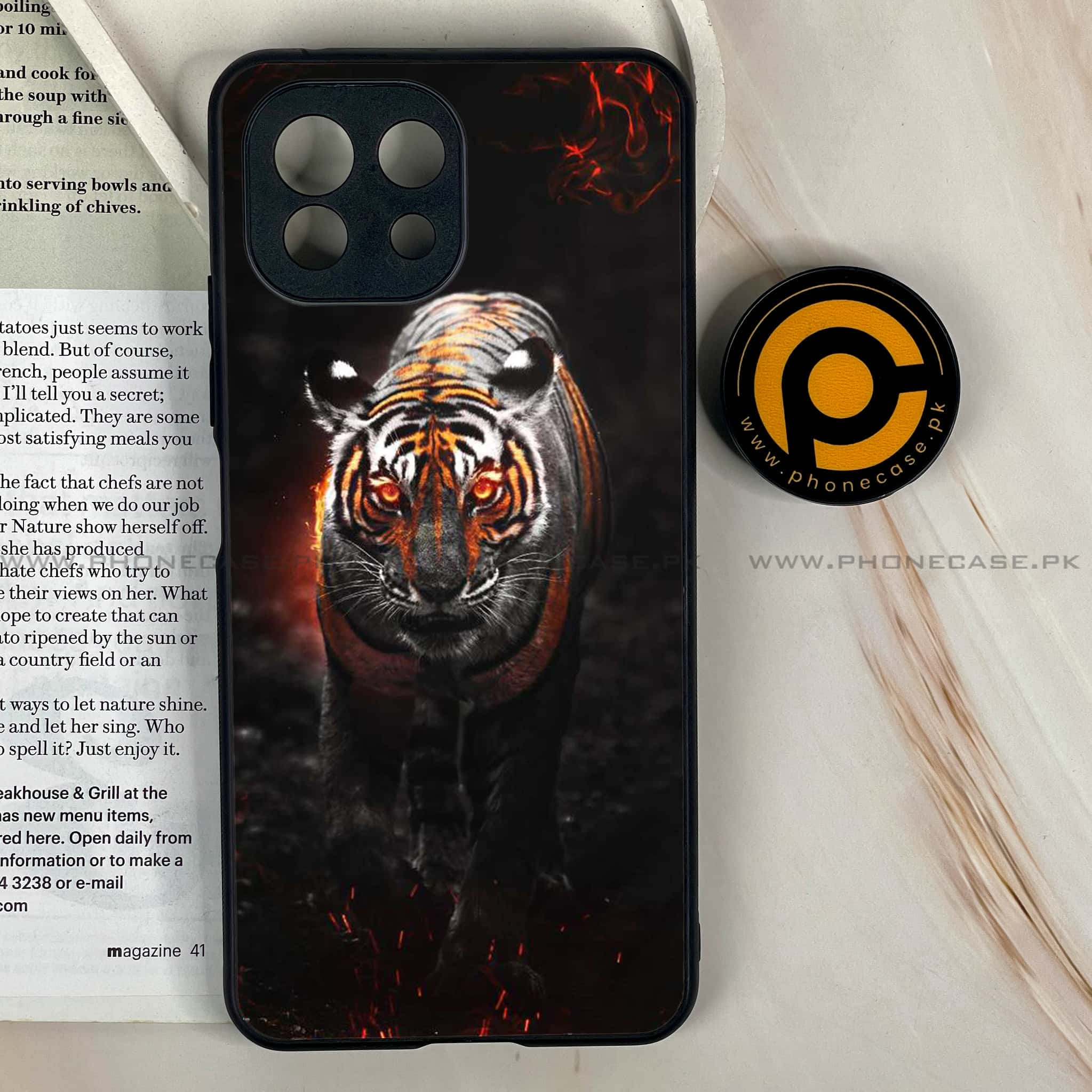 Mi 11 Lite - Tiger Art Series - Premium Printed Glass soft Bumper shock Proof Case