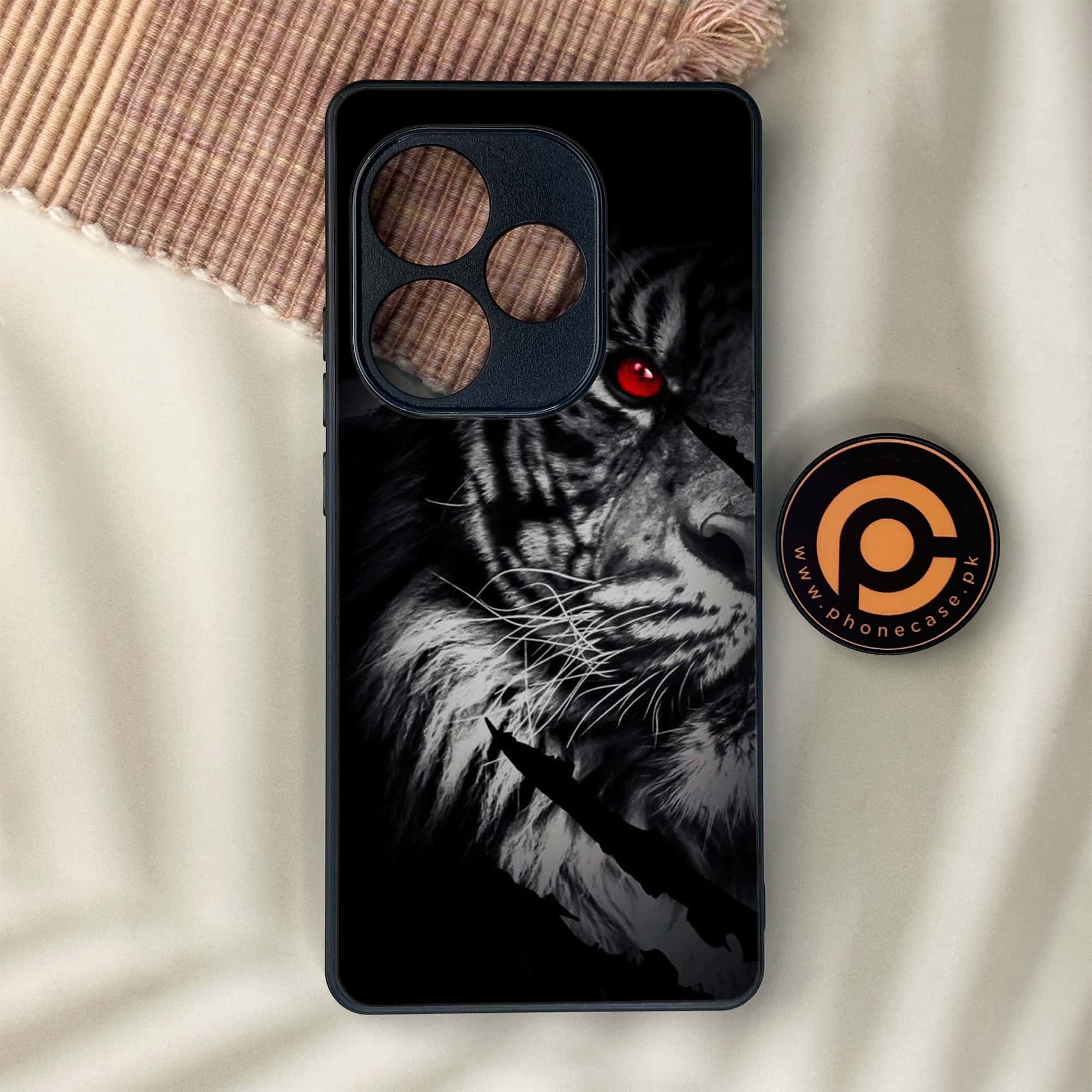 Realme GT 6 - Tiger Series - Premium Metal Printed soft Bumper shock Proof Case