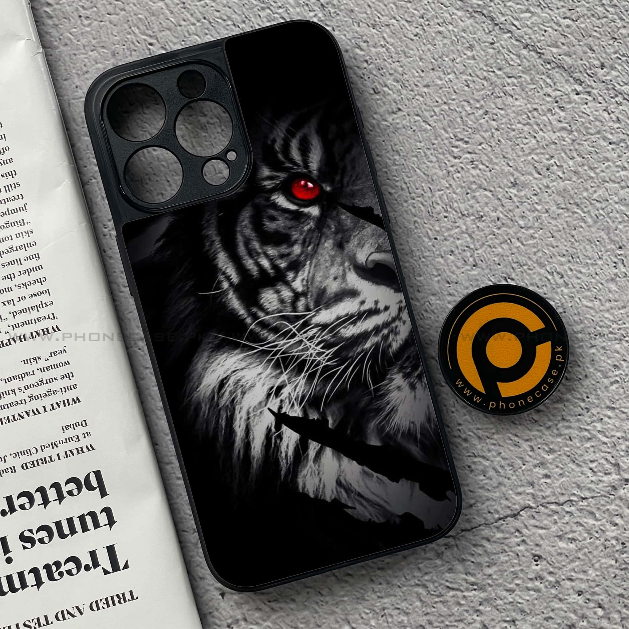 iPhone 15 Pro - Tiger Series - Premium Metal Printed soft Bumper shock Proof Case