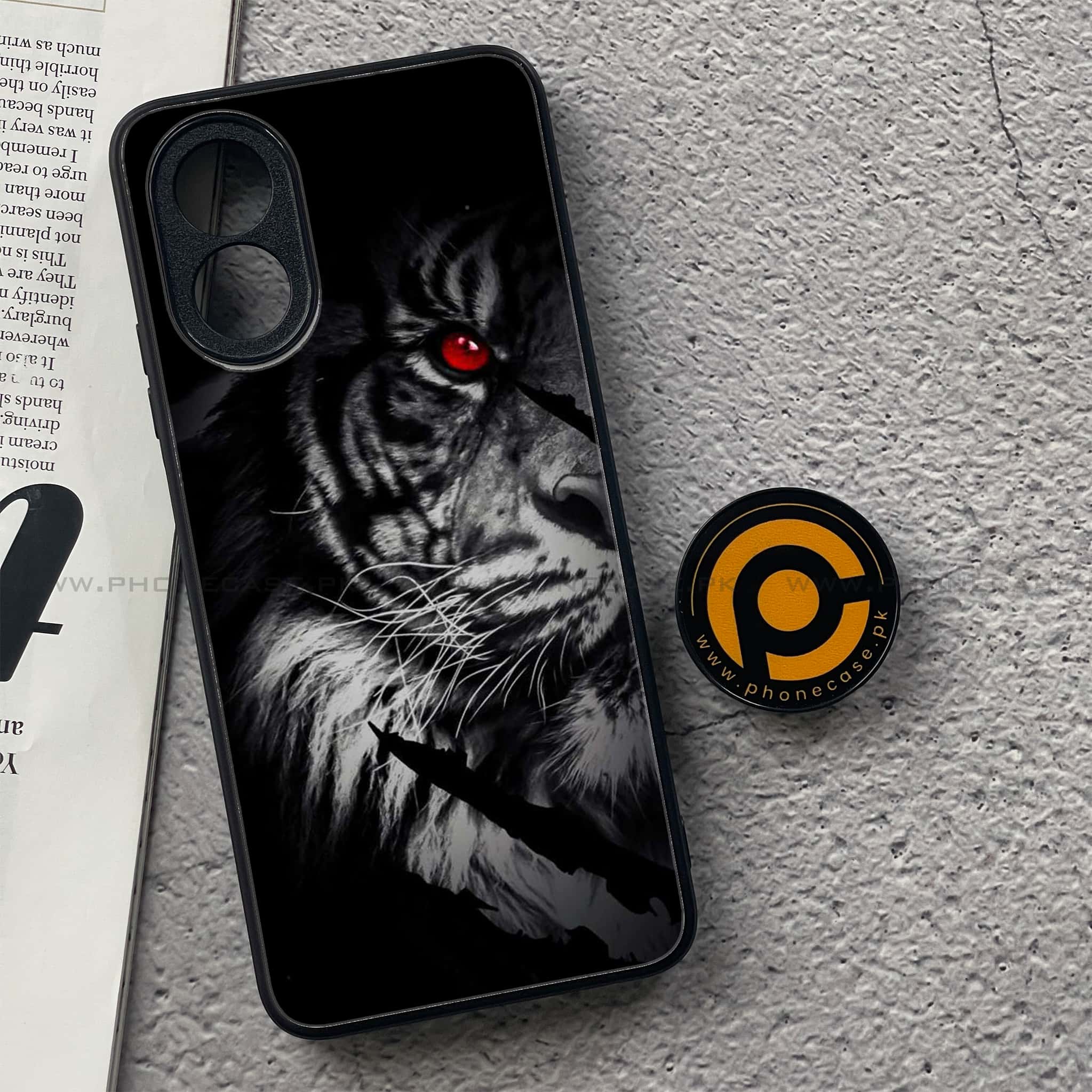 Oppo A18 4G - Tiger Series - Premium Printed Glass soft Bumper shock Proof Case