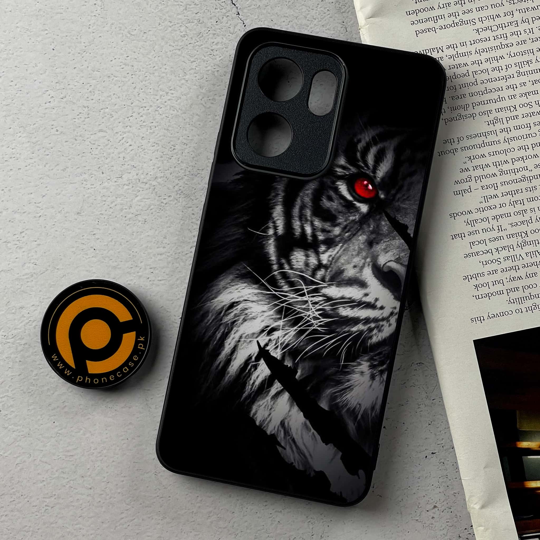 Oppo Reno 14F - Tiger Series - Premium Metal Printed Soft Bumper Shockproof Case