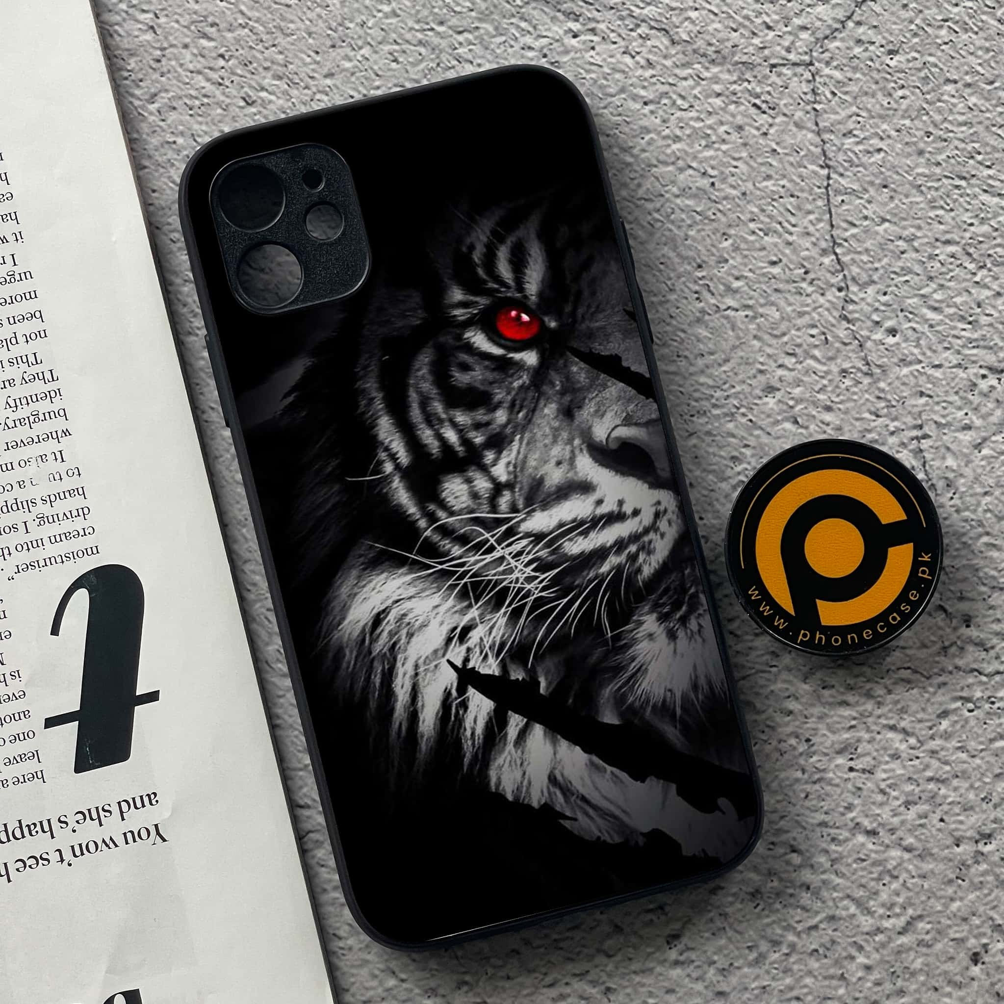 iPhone 11  Tiger Art Series  Premium Printed Glass soft Bumper shock Proof Case
