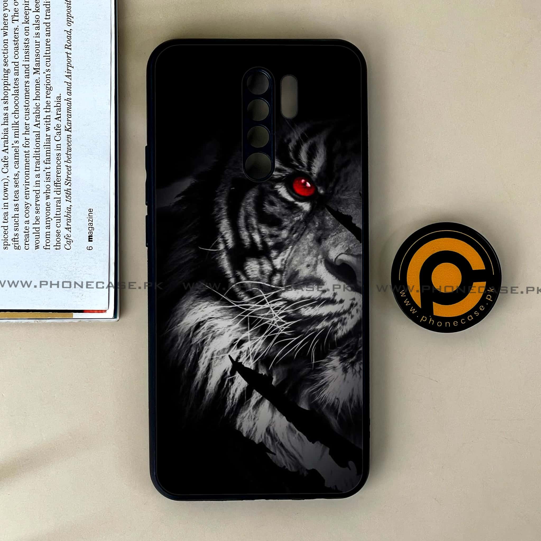 Xiaomi Redmi 9 - Tiger Series - Premium Printed Glass soft Bumper shock Proof Case