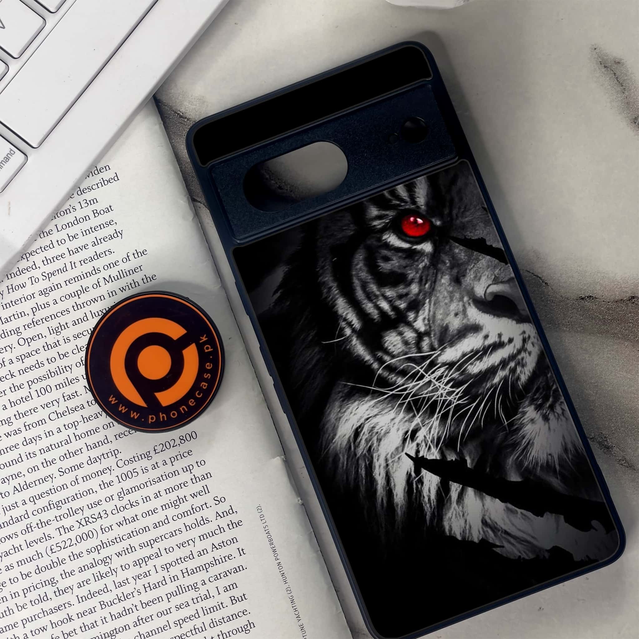 Google Pixel 7 - Tiger Series - Premium Metal Printed soft Bumper Shock Proof Case