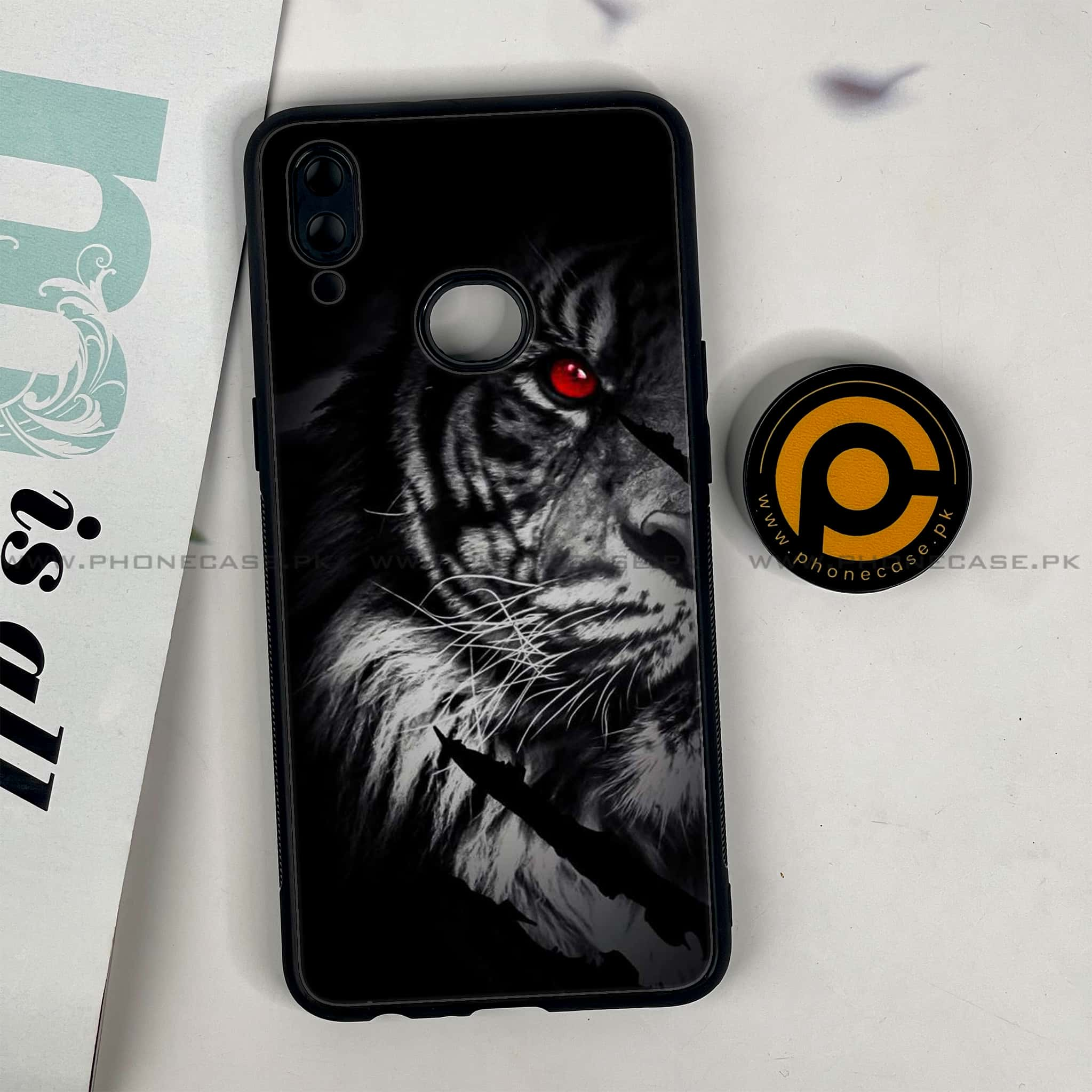 Galaxy A10s - Tiger Series - Premium Printed Glass soft Bumper shock Proof Case