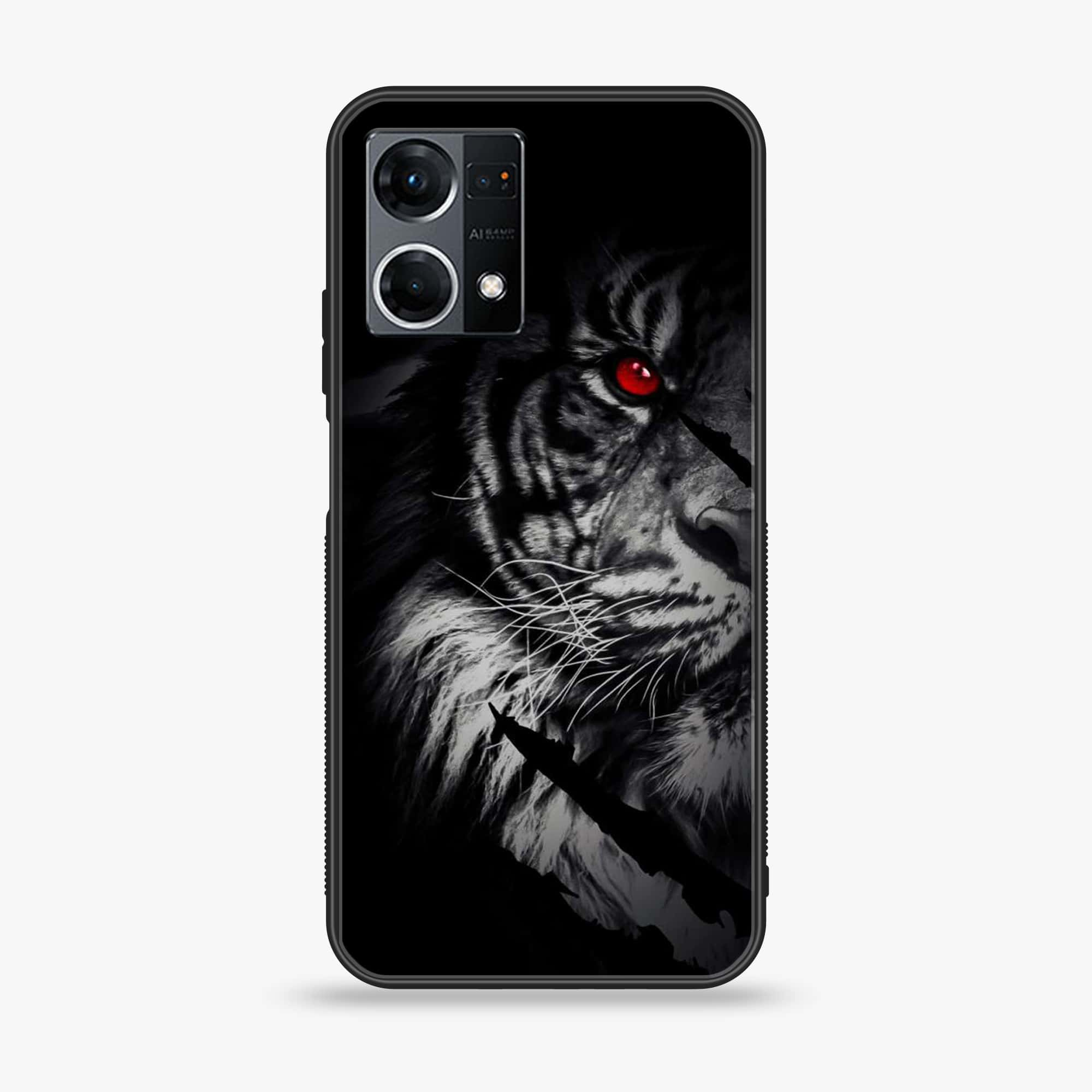 Oppo Reno 7 - Tiger Series - Premium Printed Glass soft Bumper shock Proof Case