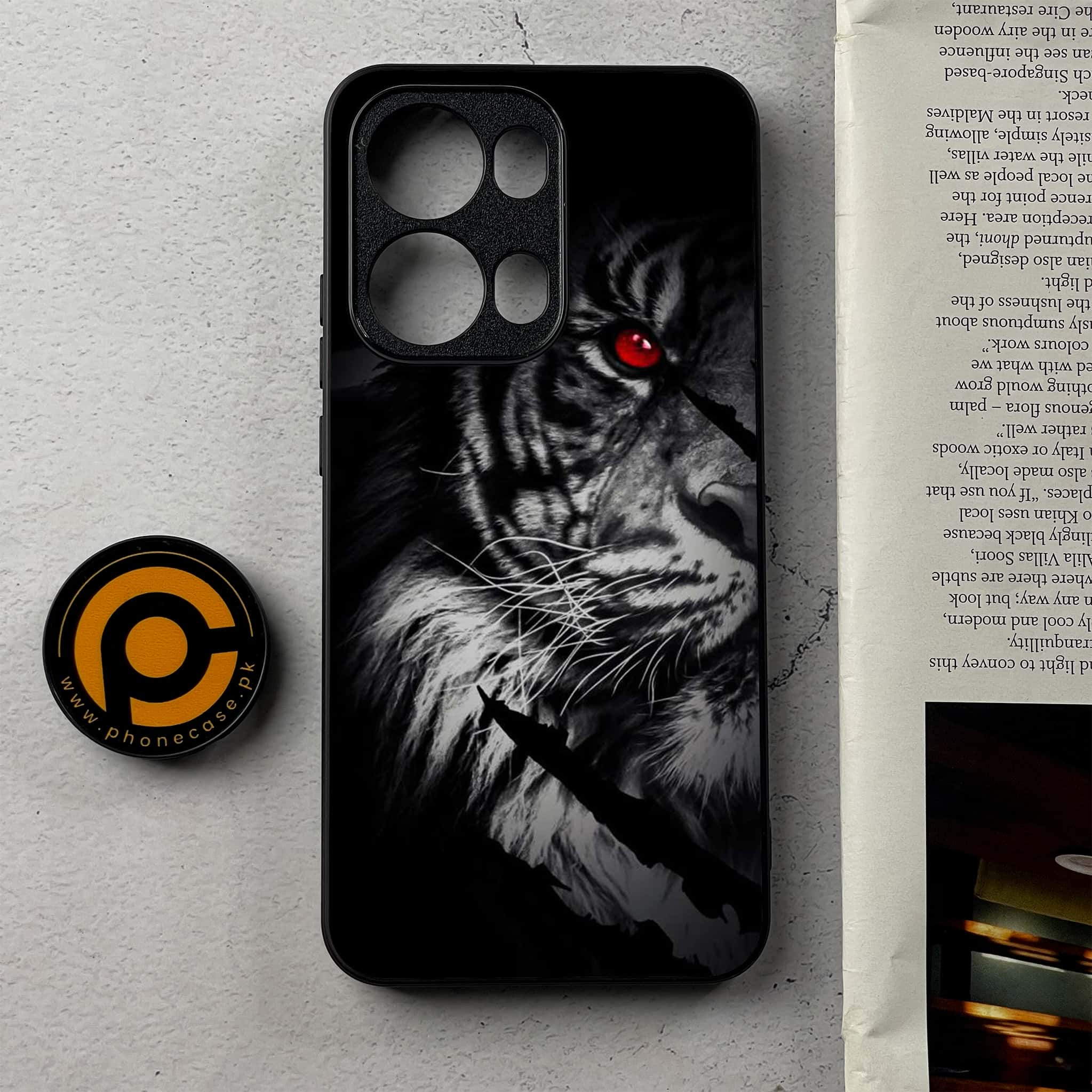 Oppo Reno 13 Pro - Tiger Series - Premium Metal Printed Soft Bumper Shockproof Case