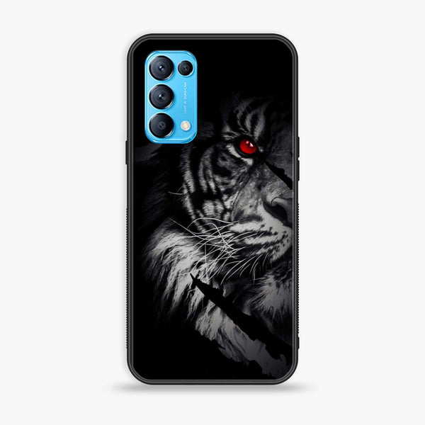 Oppo Reno 5 Tiger Art Design 7   Premium Printed Glass soft Bumper shock Proof Case CS-35256