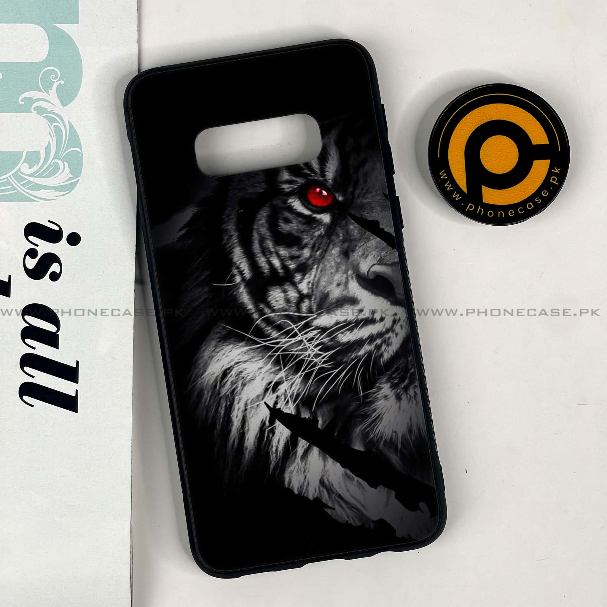 Galaxy S10e - Tiger Series - Premium Printed Glass soft Bumper shock Proof Case