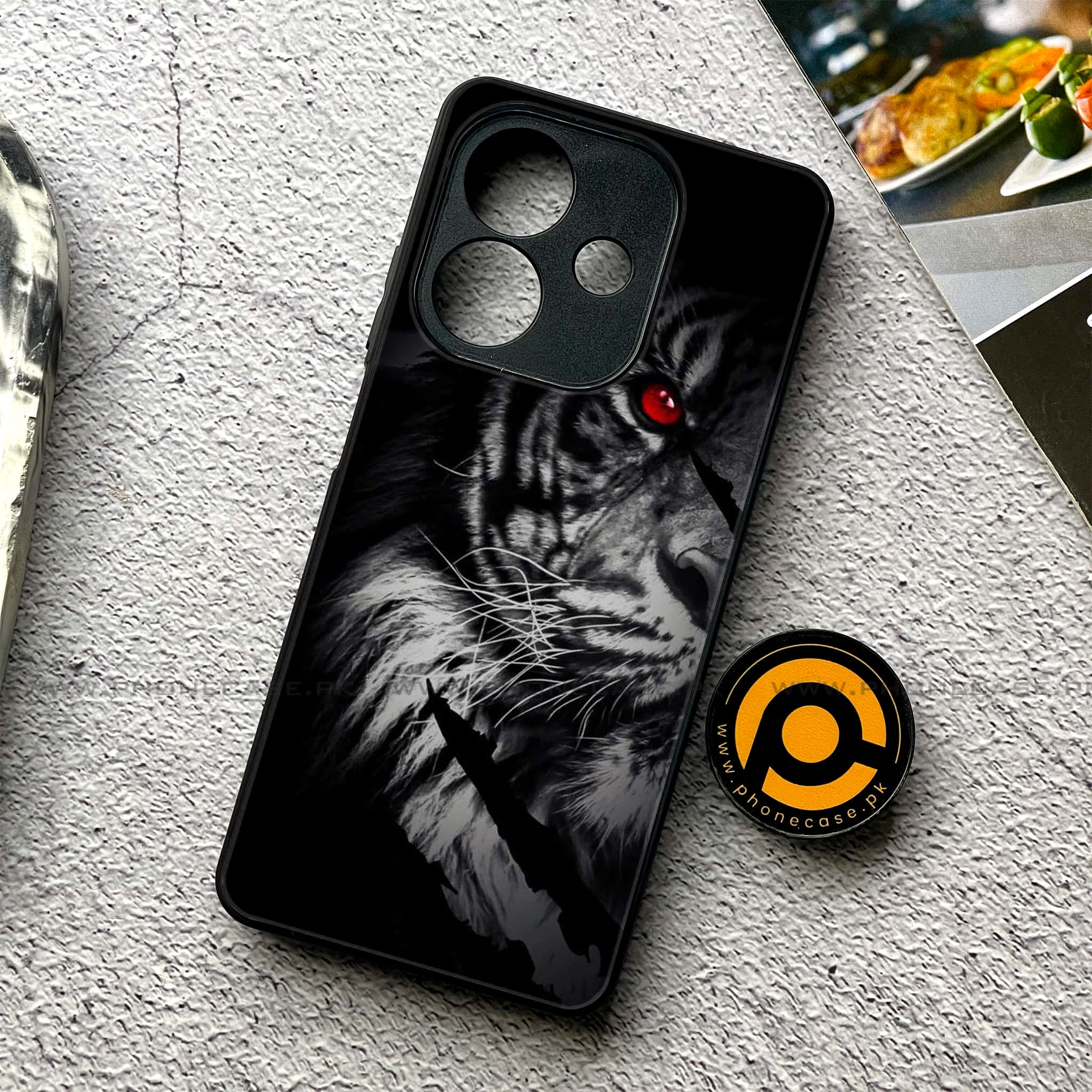 Oppo A5i - Tiger Series - Premium Metal Printed soft Bumper shock Proof Case