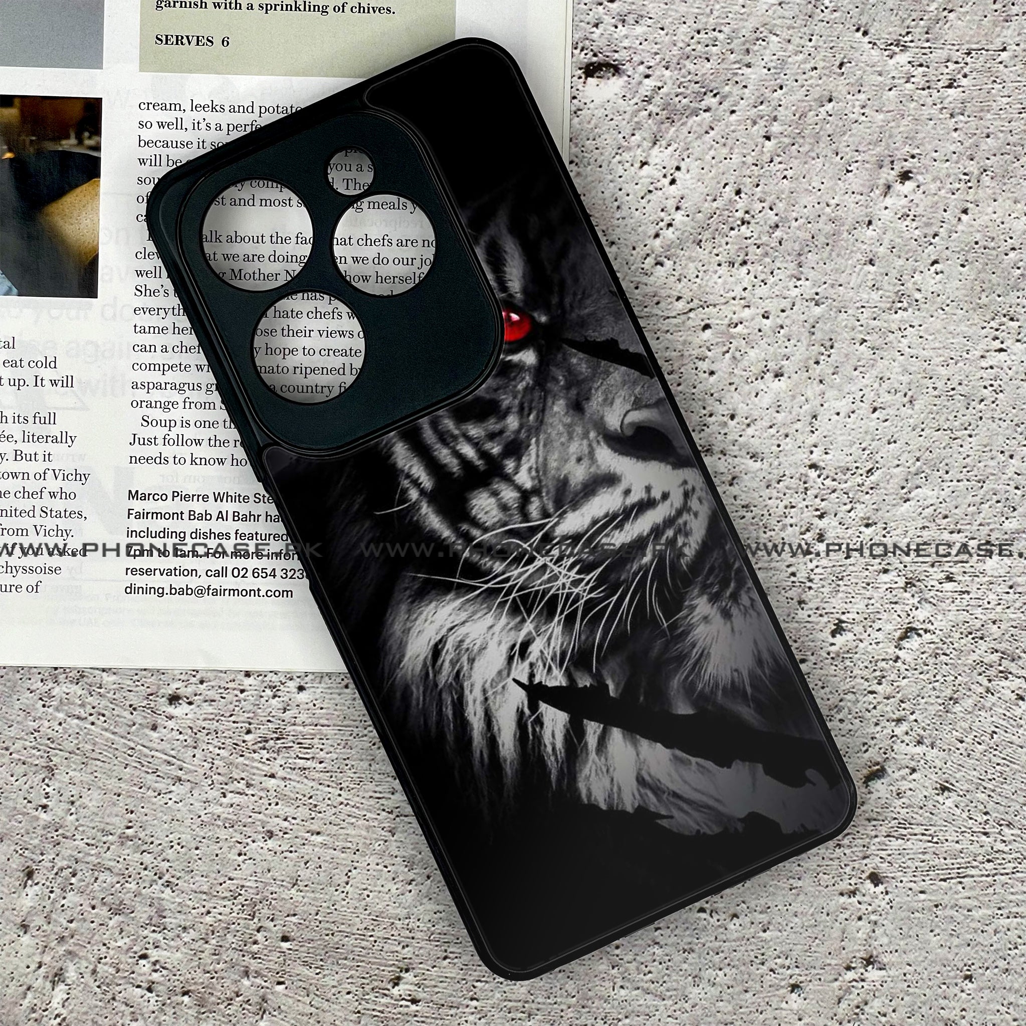 Tecno Spark 20 Pro - Tiger Series - Premium Printed Glass soft Bumper shock Proof Case