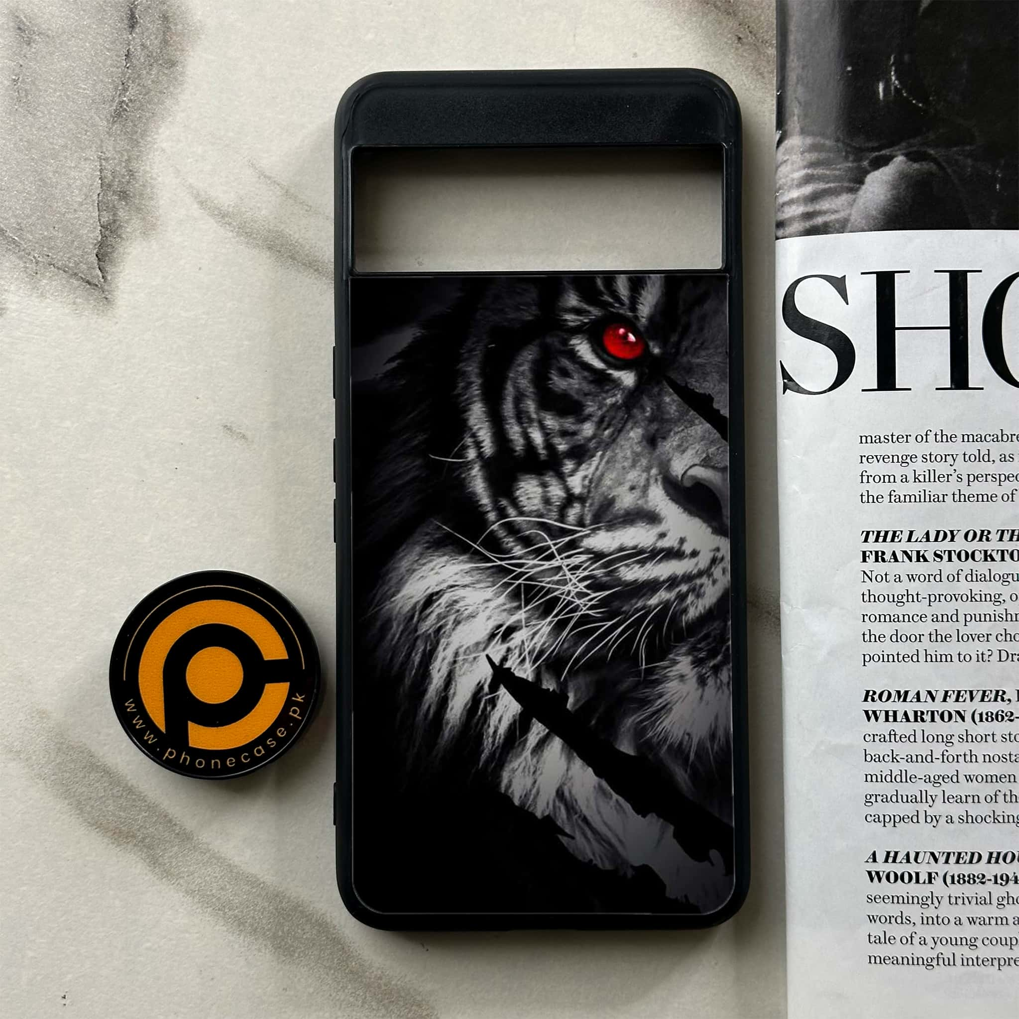 Google Pixel 8 Pro - Tiger Series - Premium Printed Glass soft Bumper shock Proof Case