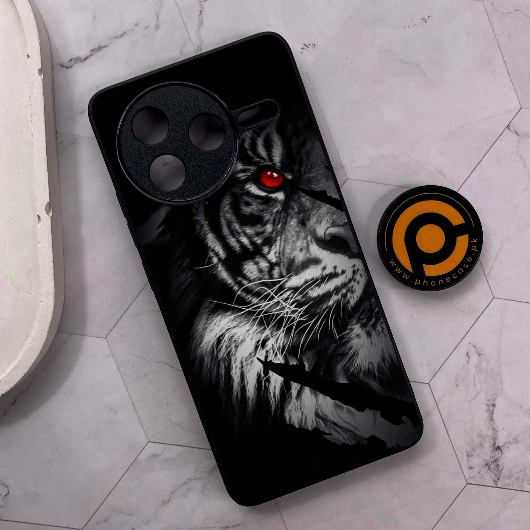 Xiaomi Poco F7 Pro 5G - Tiger Series - Premium Metal Printed soft Bumper shock Proof Case