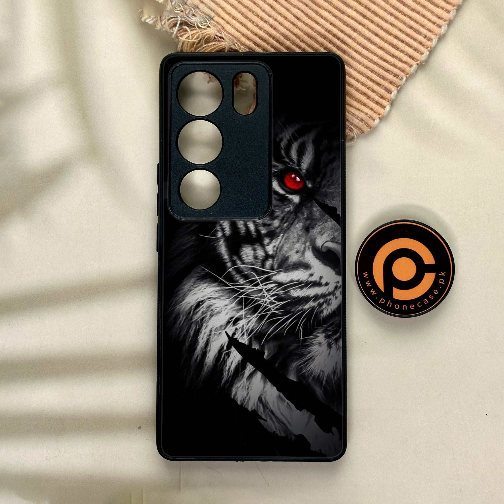 Vivo V29 - Tiger Series - Premium Printed Glass soft Bumper shock Proof Case