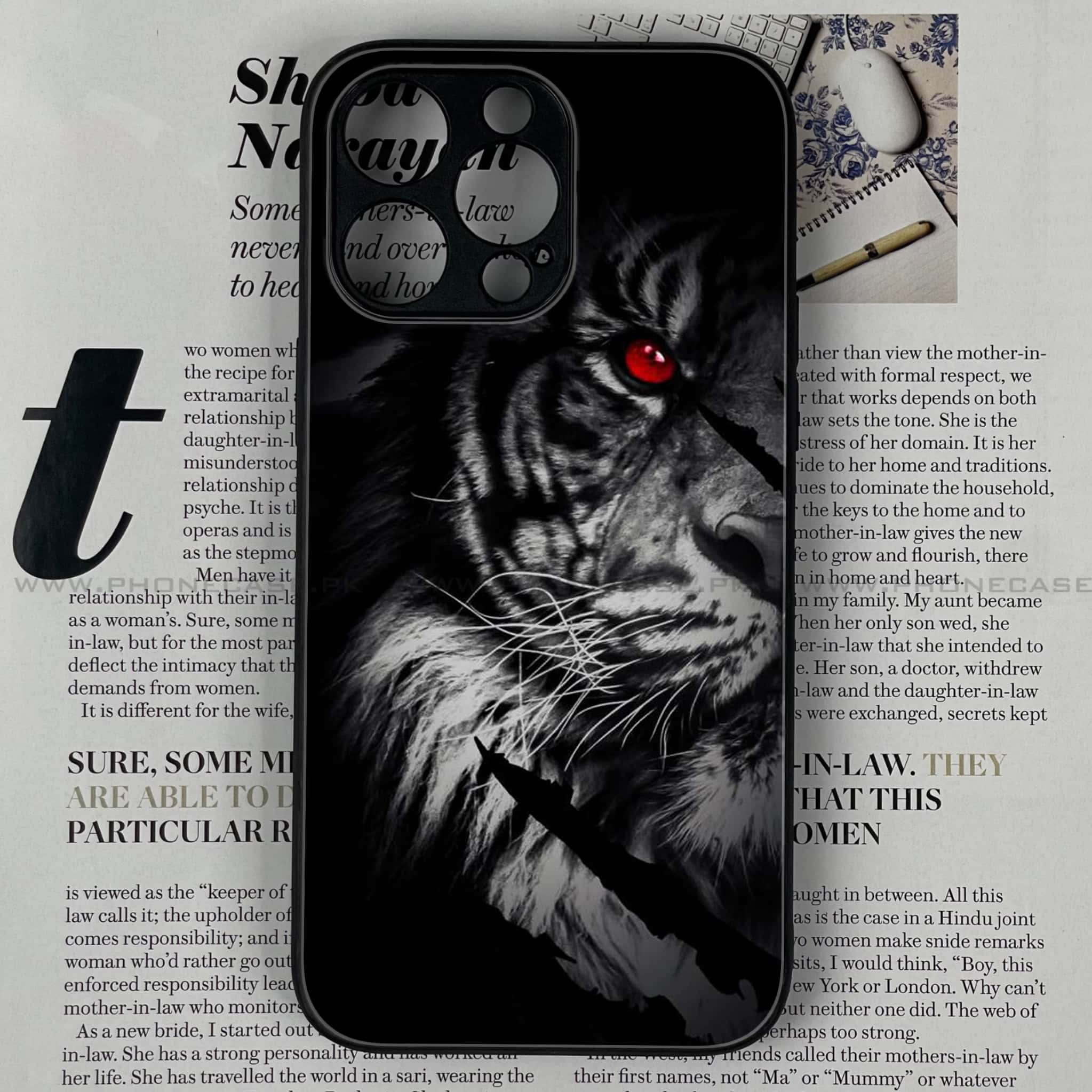 iPhone 15 Pro - Tiger Series - Premium Printed Glass soft Bumper shock Proof Case