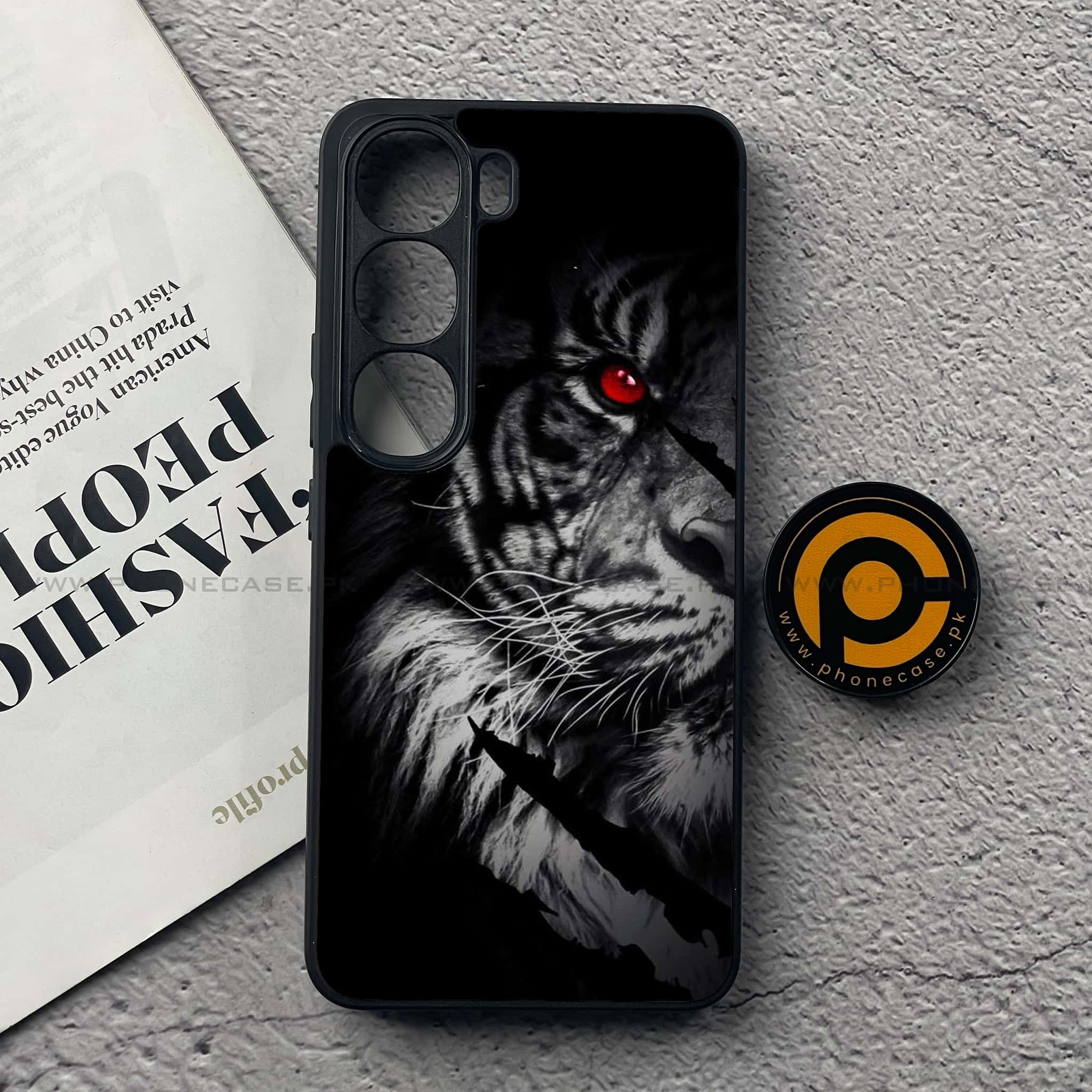 Vivo V40 Lite (IDN) - Tiger Series - Premium Metal Printed soft Bumper Shock Proof Case