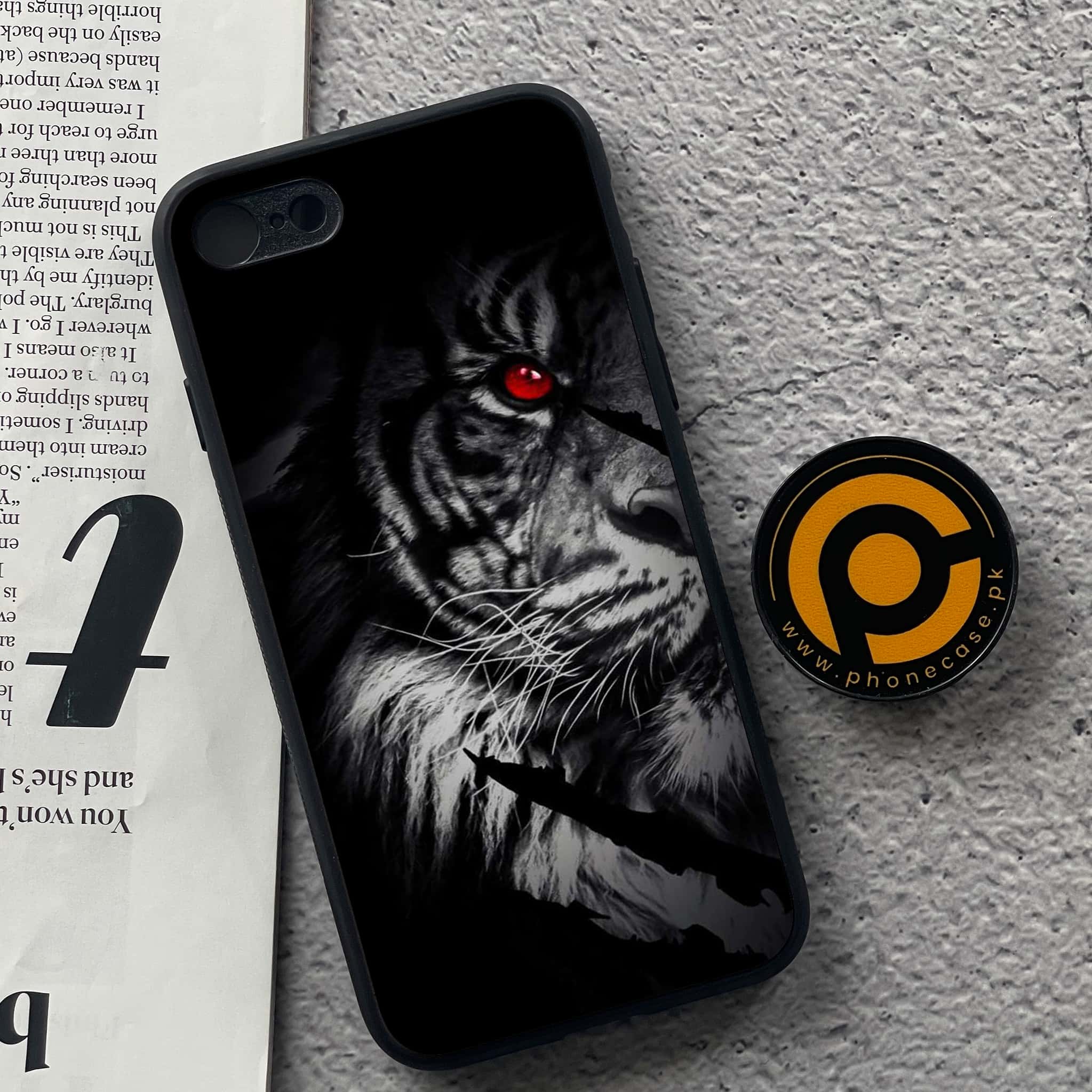 iPhone 7 / 8 - Tiger Art Series - Premium Printed Glass soft Bumper shock Proof Case