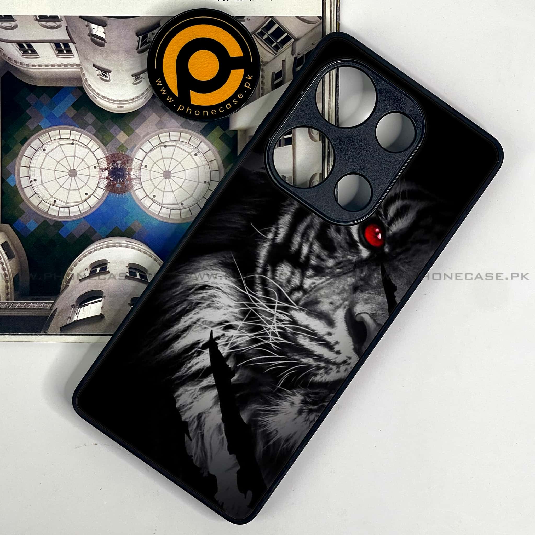 Redmi Note 13 Pro 4G - Tiger Series - Premium Metal Printed soft Bumper shock Proof Case