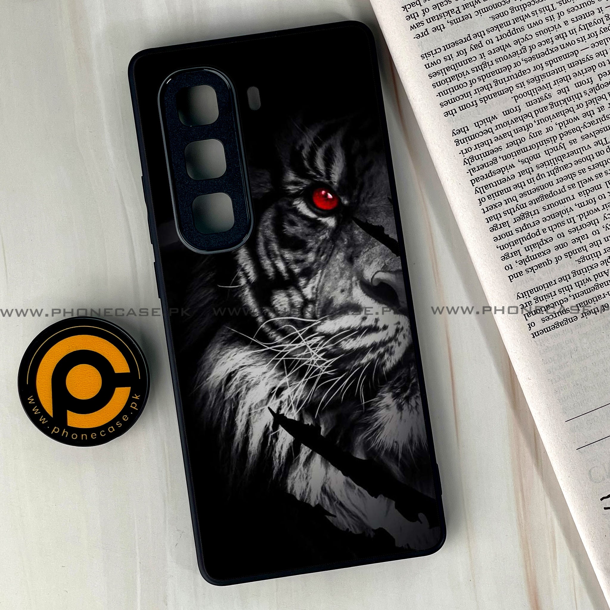 Infinix Hot 50 Pro Plus - Tiger Series - Premium Printed Glass soft Bumper shock Proof Case