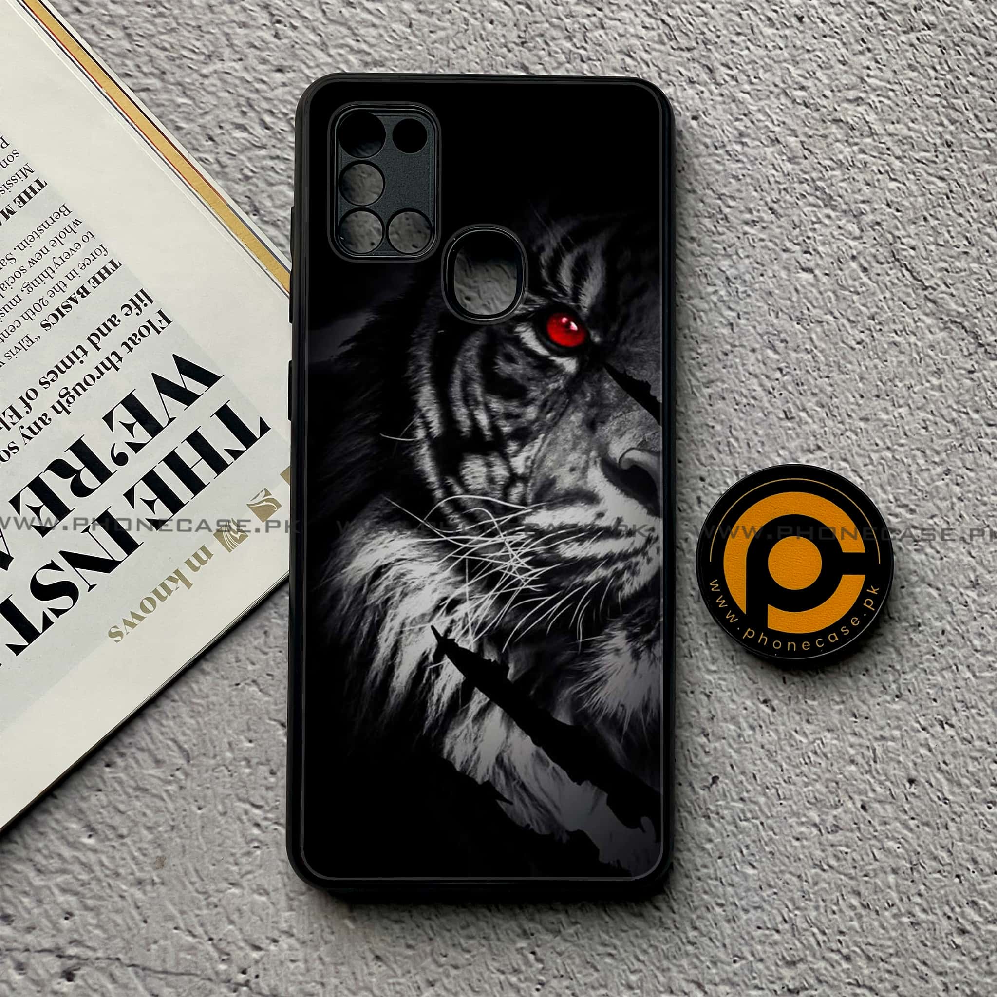 Samsung Galaxy A21s - Tiger Art Series - Premium Printed Glass soft Bumper shock Proof Case